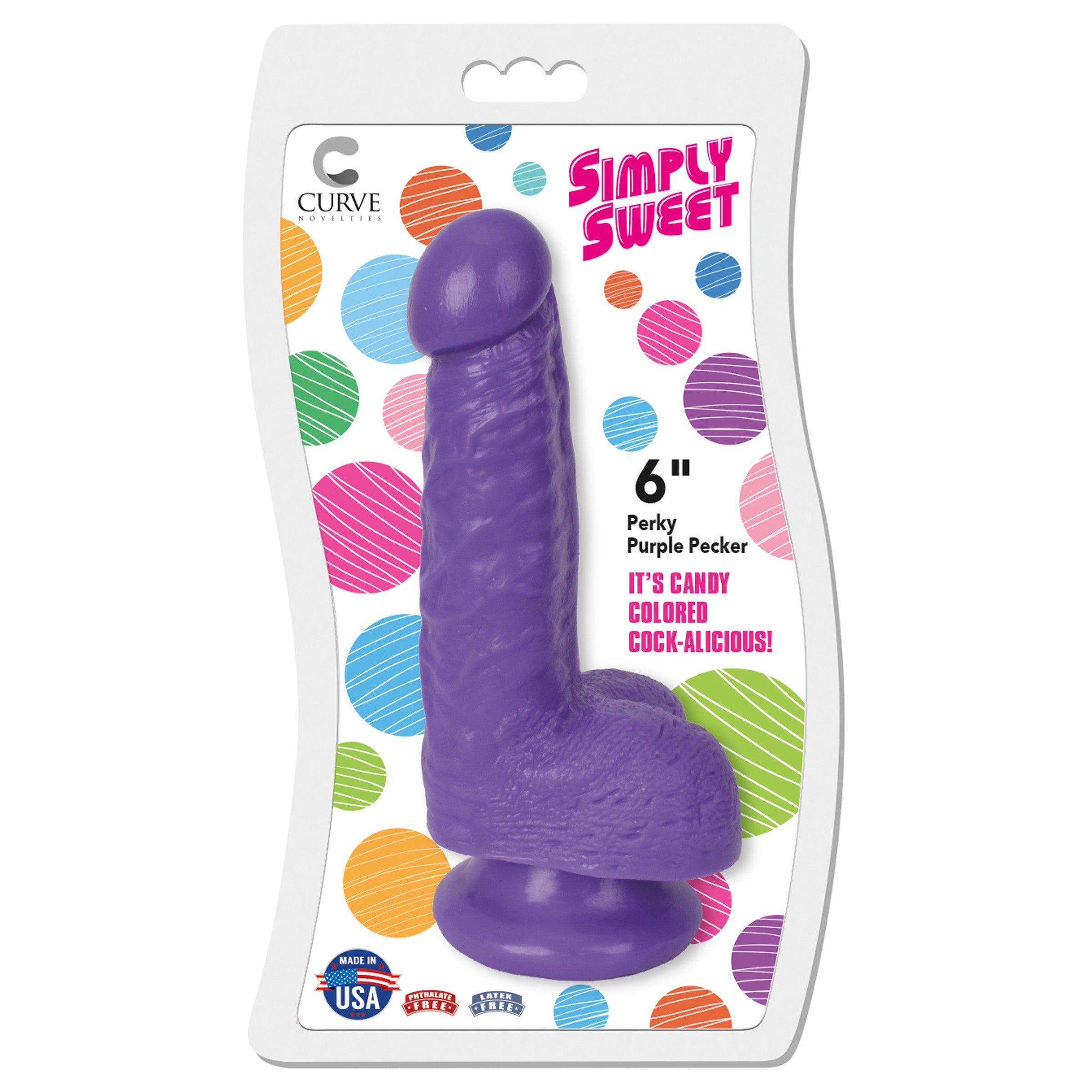 Simply Sweet 6 Inch Dildo in purple with realistic design and strong suction cup base.