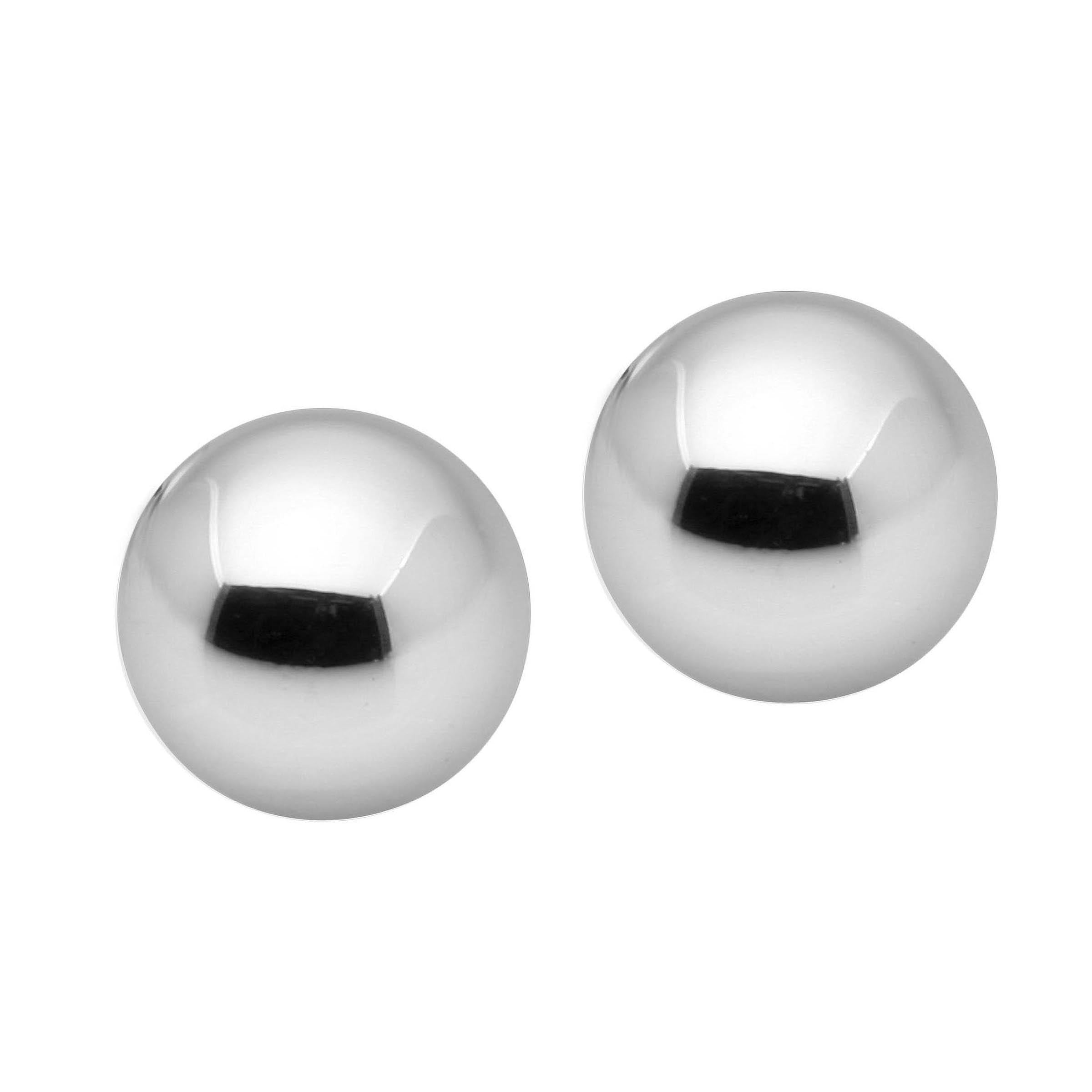 A pair of silver Sirs Silvered Geisha Balls designed for pleasure and Kegel exercises, showcasing their sleek and elegant appearance.