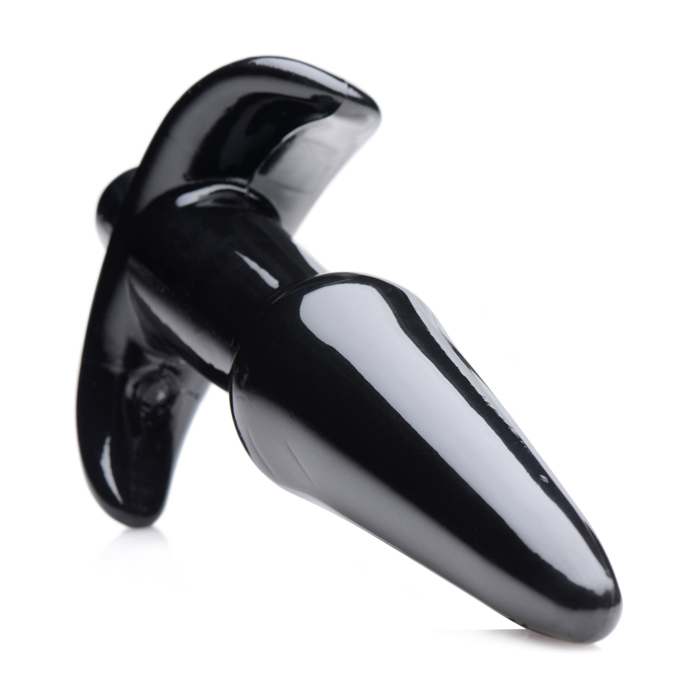 Smooth Vibrating Anal Plug in black, featuring a tapered tip and narrow base for comfortable anal play.