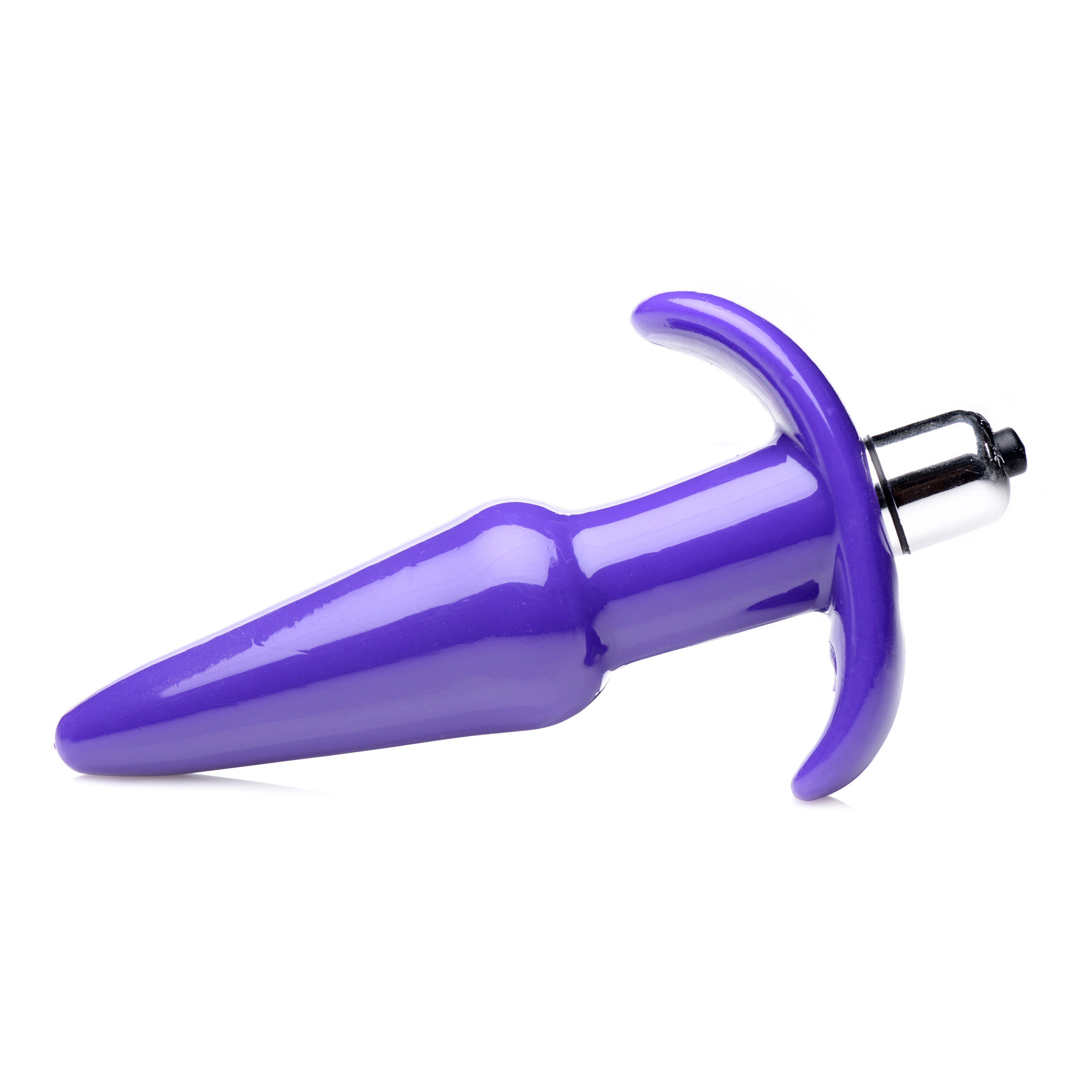 Smooth Vibrating Anal Plug in purple with tapered tip and waterproof design, perfect for anal play.