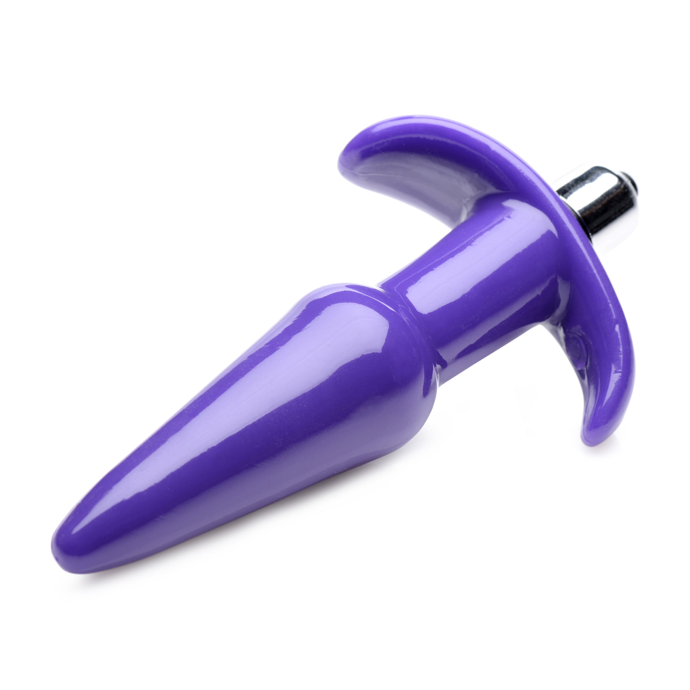 Smooth Vibrating Anal Plug in purple with tapered tip and waterproof design, perfect for anal play.