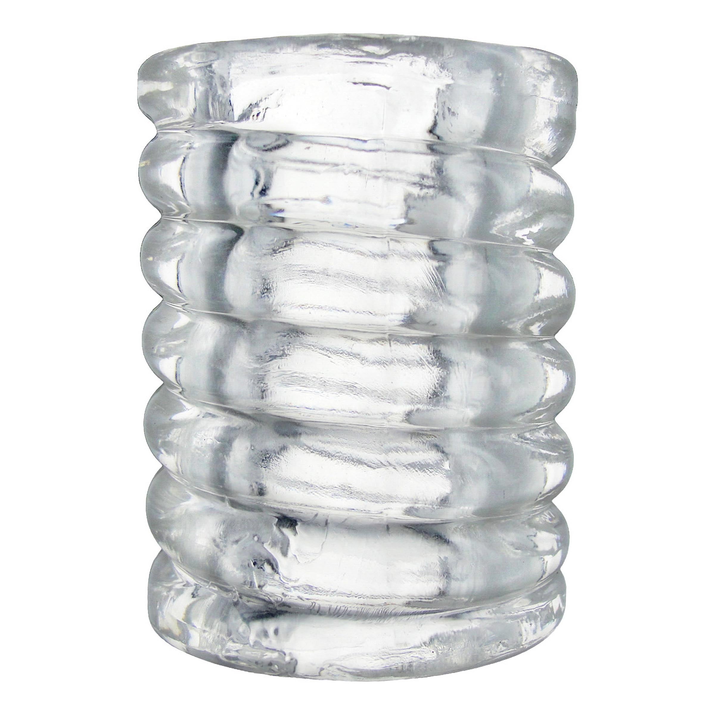 Clear Spiral Ball Stretcher made of flexible TPE, designed for enhanced pleasure and comfort.