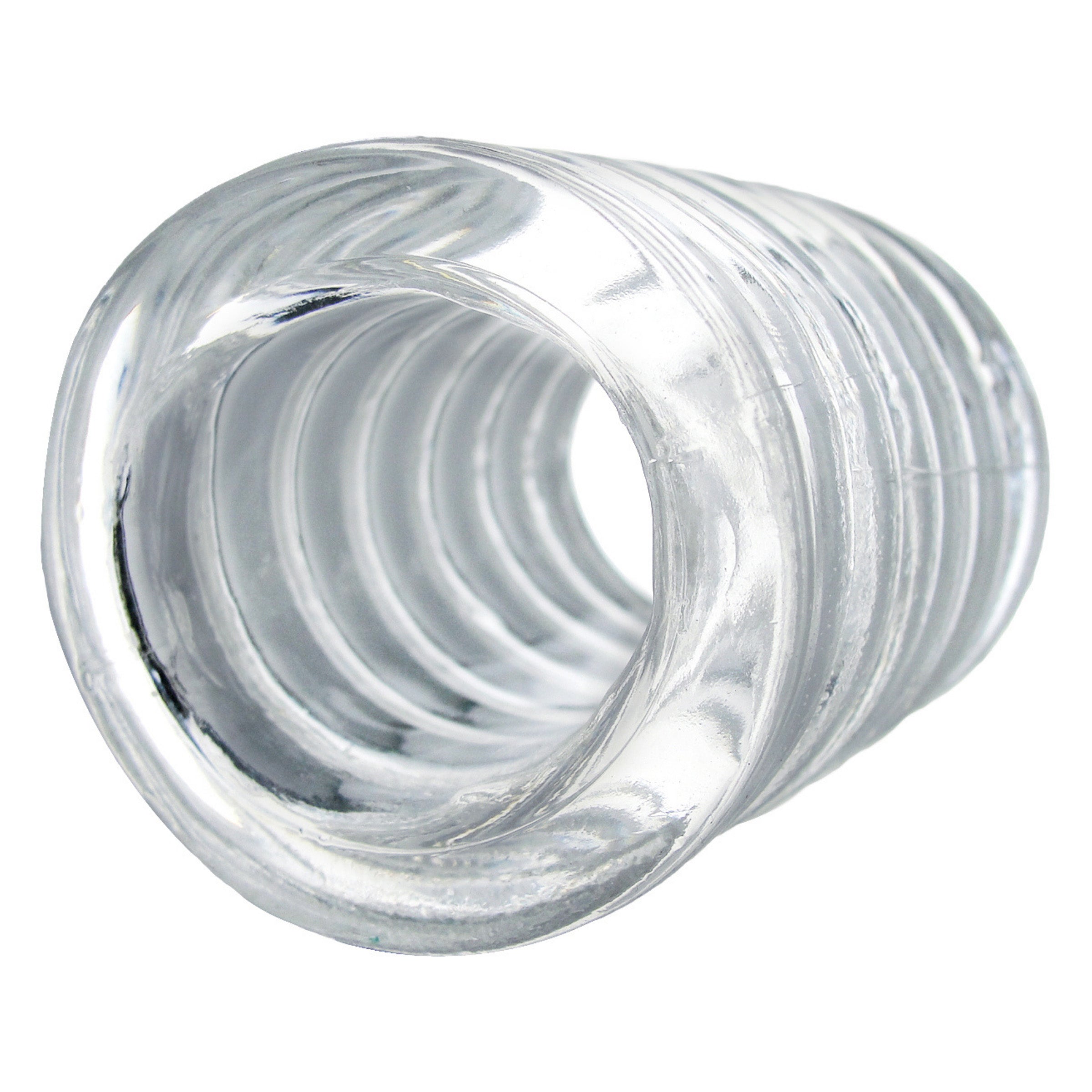 Clear Spiral Ball Stretcher made of flexible TPE, designed for enhanced pleasure and comfort.