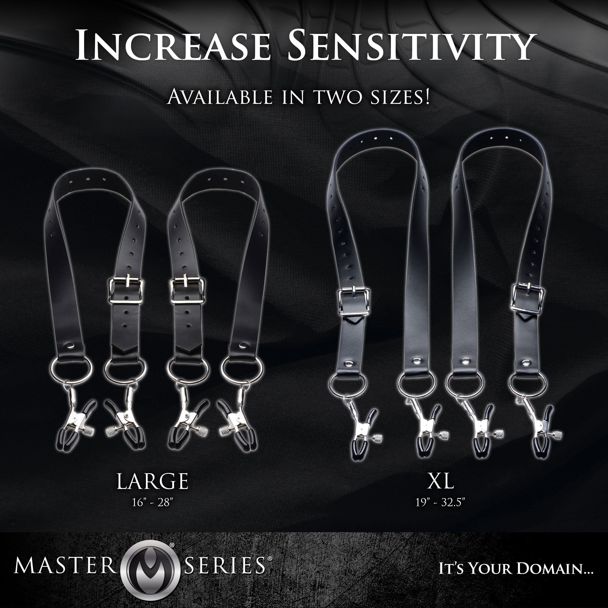 Spread XL Labia Spreader Straps featuring adjustable clamps and velvet-lined straps for comfortable bondage play.