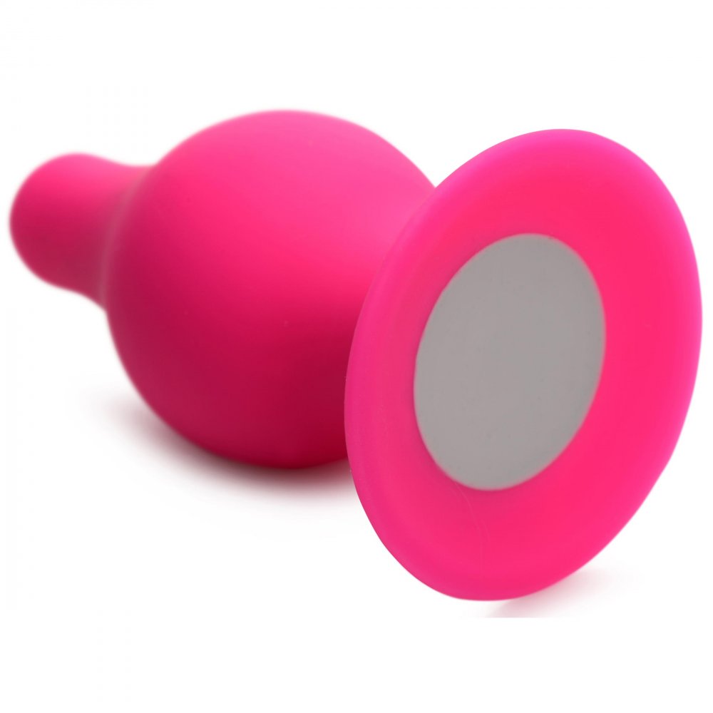 Squeezable Tapered Small Anal Plug in Pink, featuring a tapered tip and flexible design for comfortable anal play.