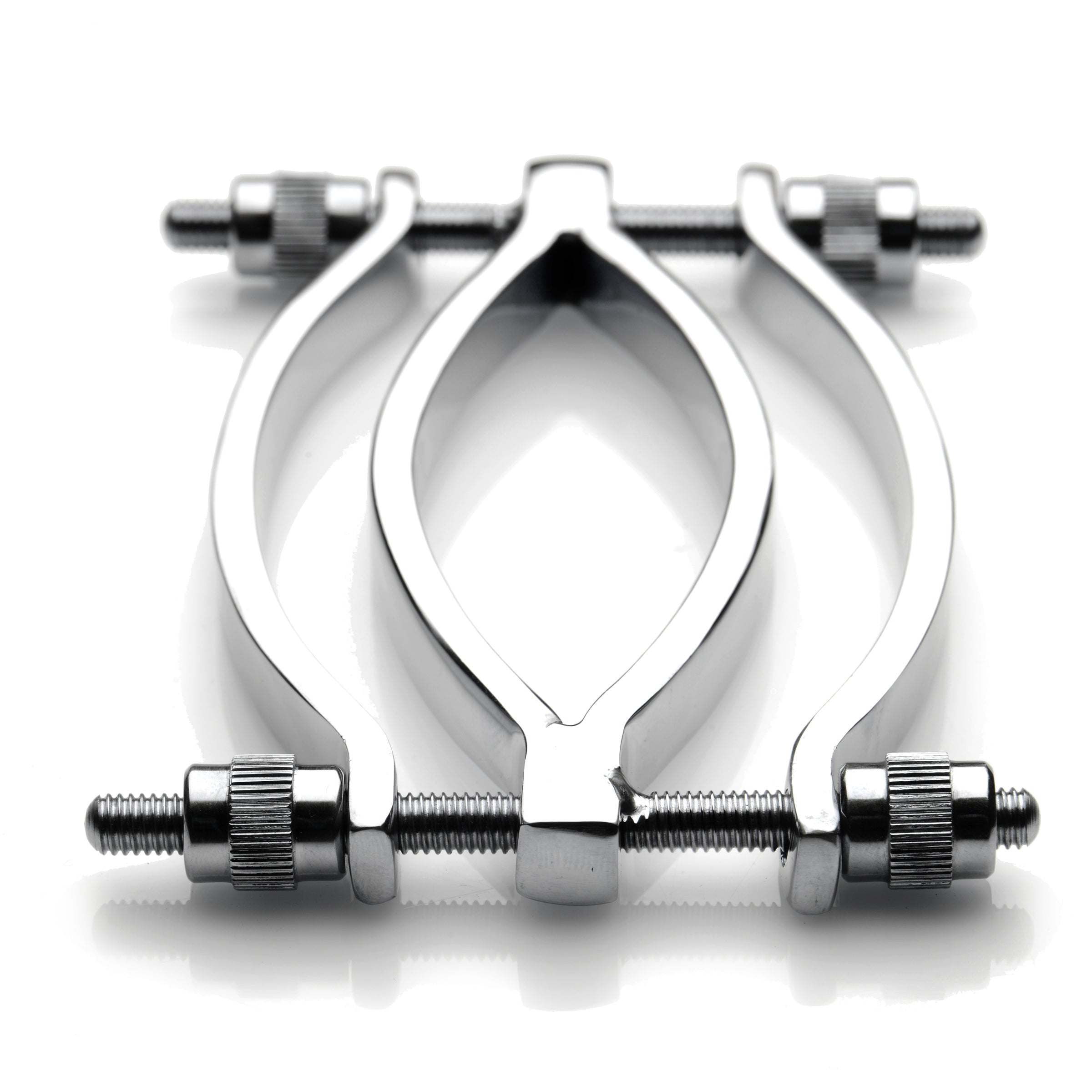 Stainless Steel Adjustable Pussy Clamp showcasing its sleek design and adjustable features for intimate play.