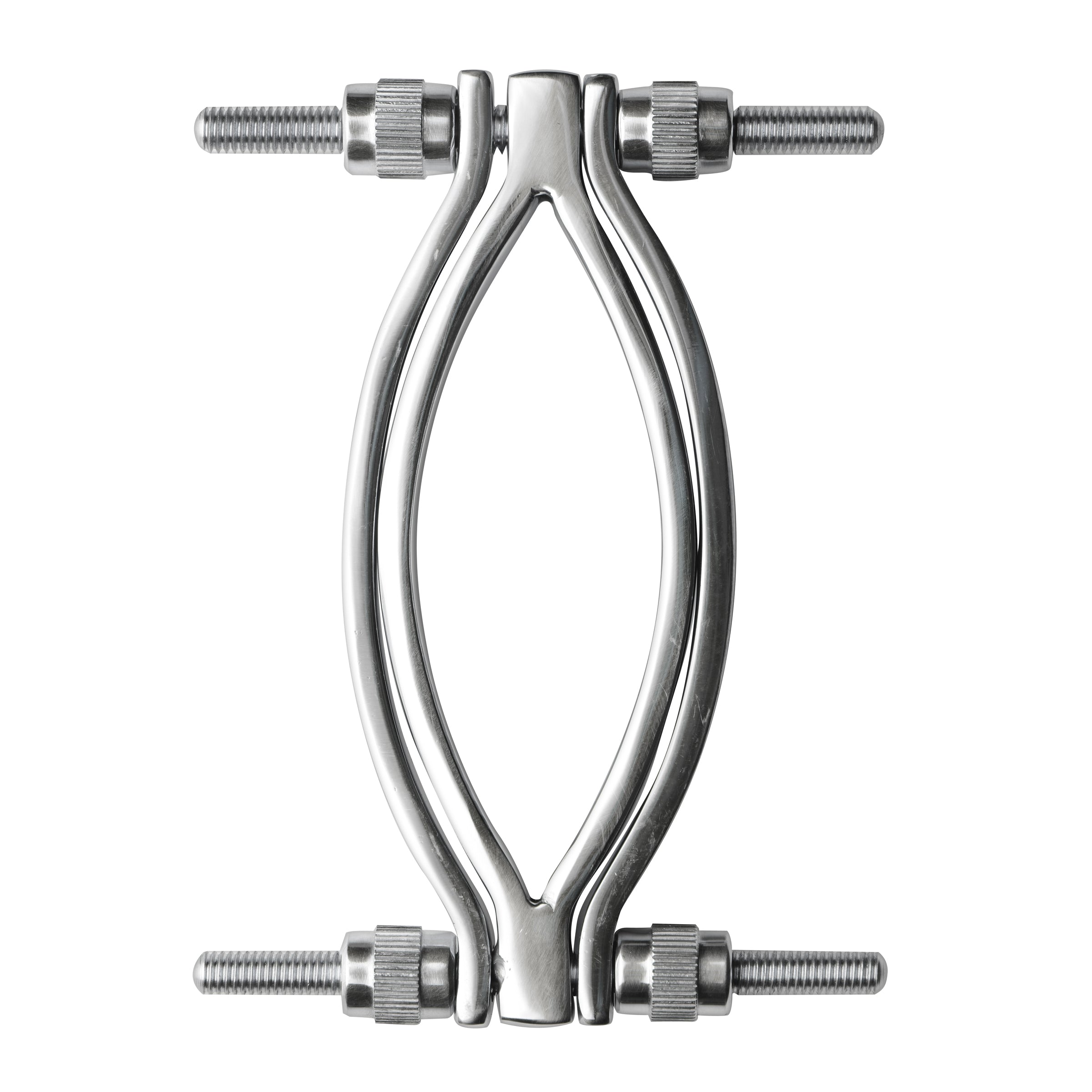 Stainless Steel Adjustable Pussy Clamp showcasing its sleek design and adjustable features for intimate play.