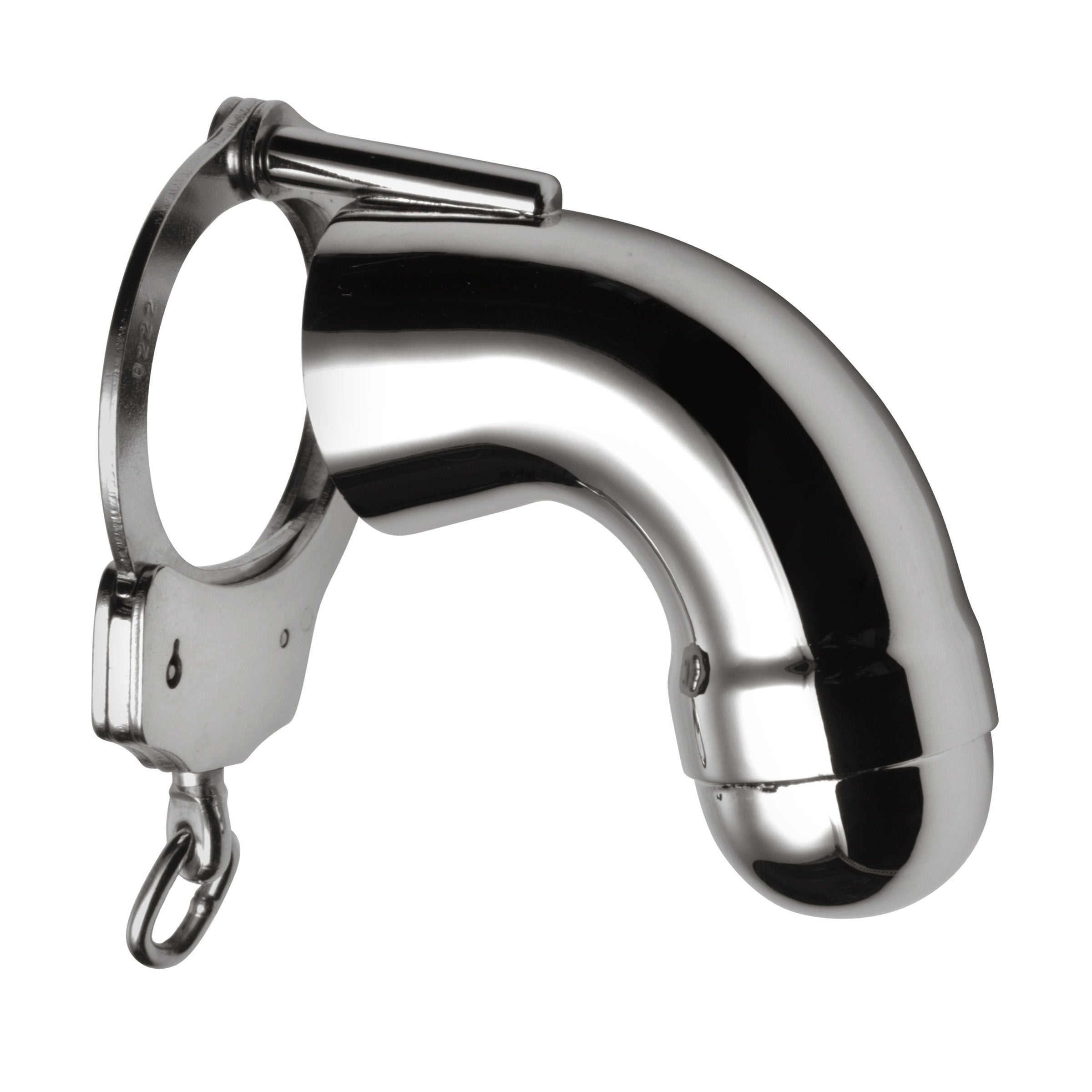 Stainless Steel Chastity Cock Cuff showcasing its sleek design and double-locking mechanism for secure and comfortable wear.