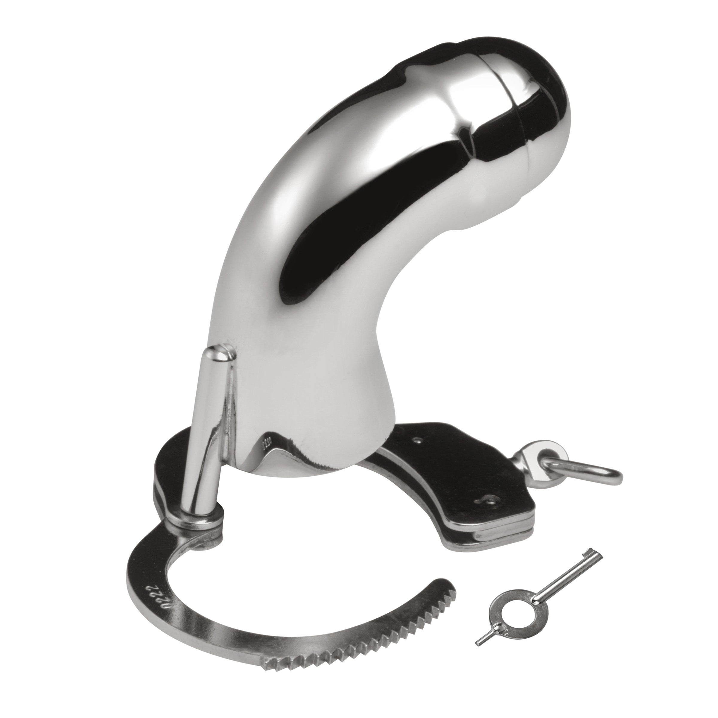 Stainless Steel Chastity Cock Cuff showcasing its sleek design and double-locking mechanism for secure and comfortable wear.