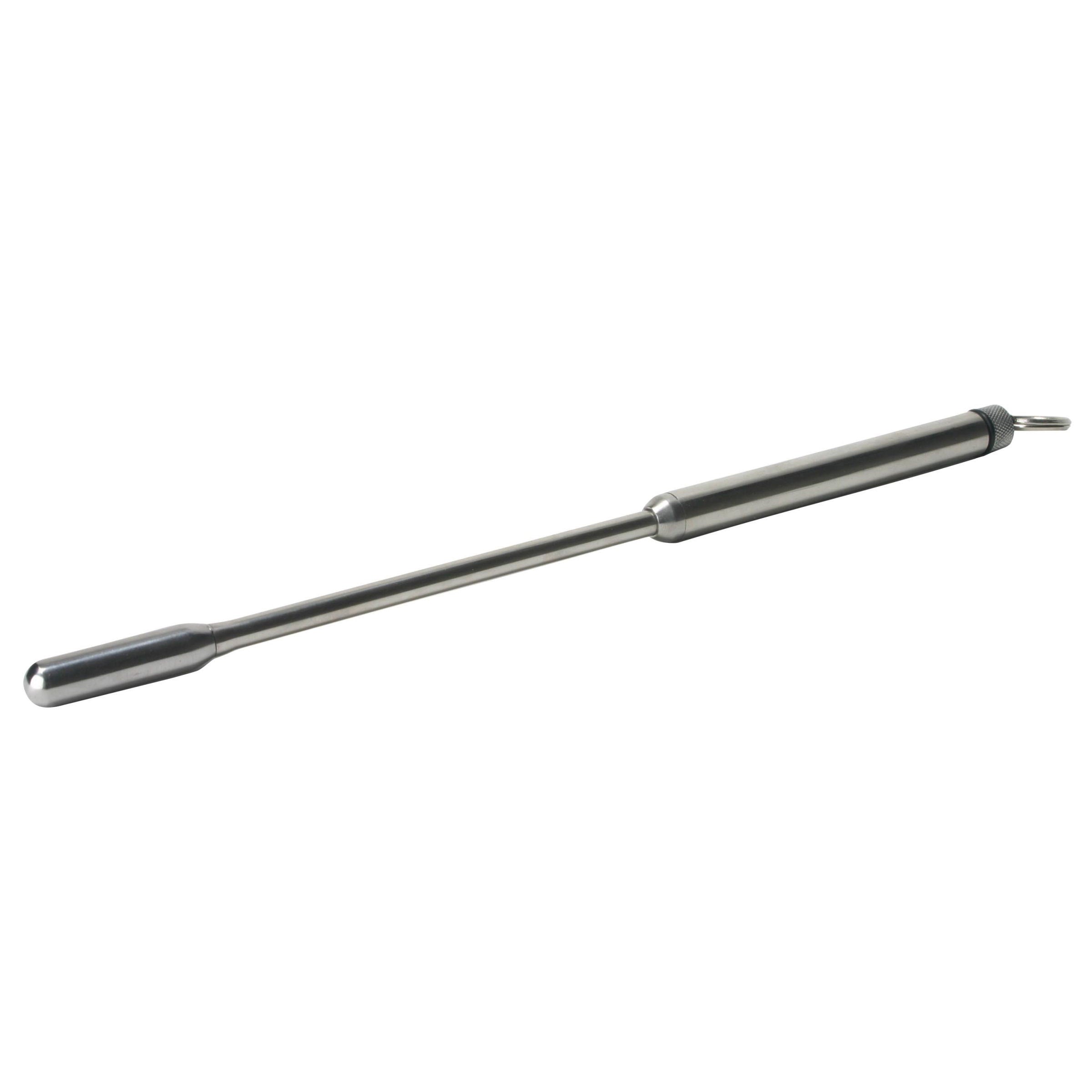 Stainless Steel Vibrating Urethral Sound - X-Large, showcasing its sleek design and measurements.