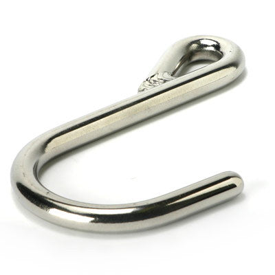 A sleek stainless steel anal hanger designed for bondage play, measuring 5 inches long with a smooth finish for easy insertion.