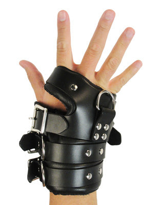 Strict Leather Four Buckle Suspension Cuffs featuring padded wrist wraps and adjustable straps for secure bondage.