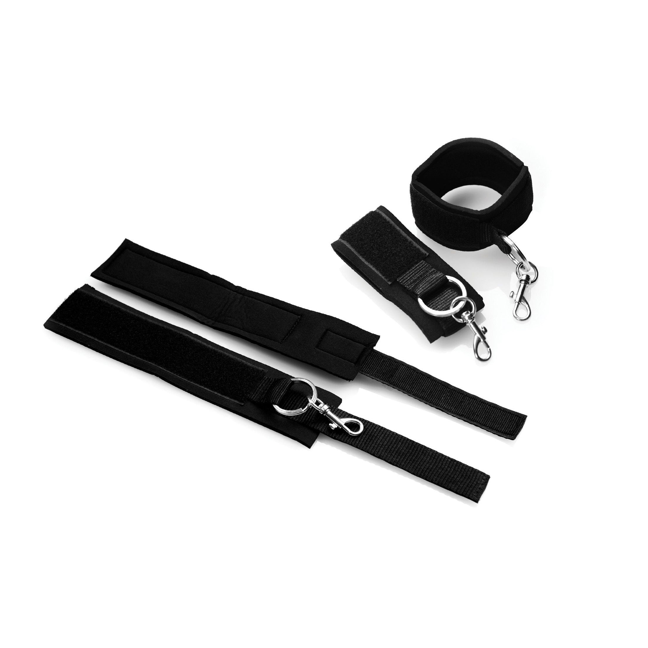 Subtrap Over the Door Restraint Set featuring adjustable neoprene cuffs and ABS plastic dowels for secure bondage play.