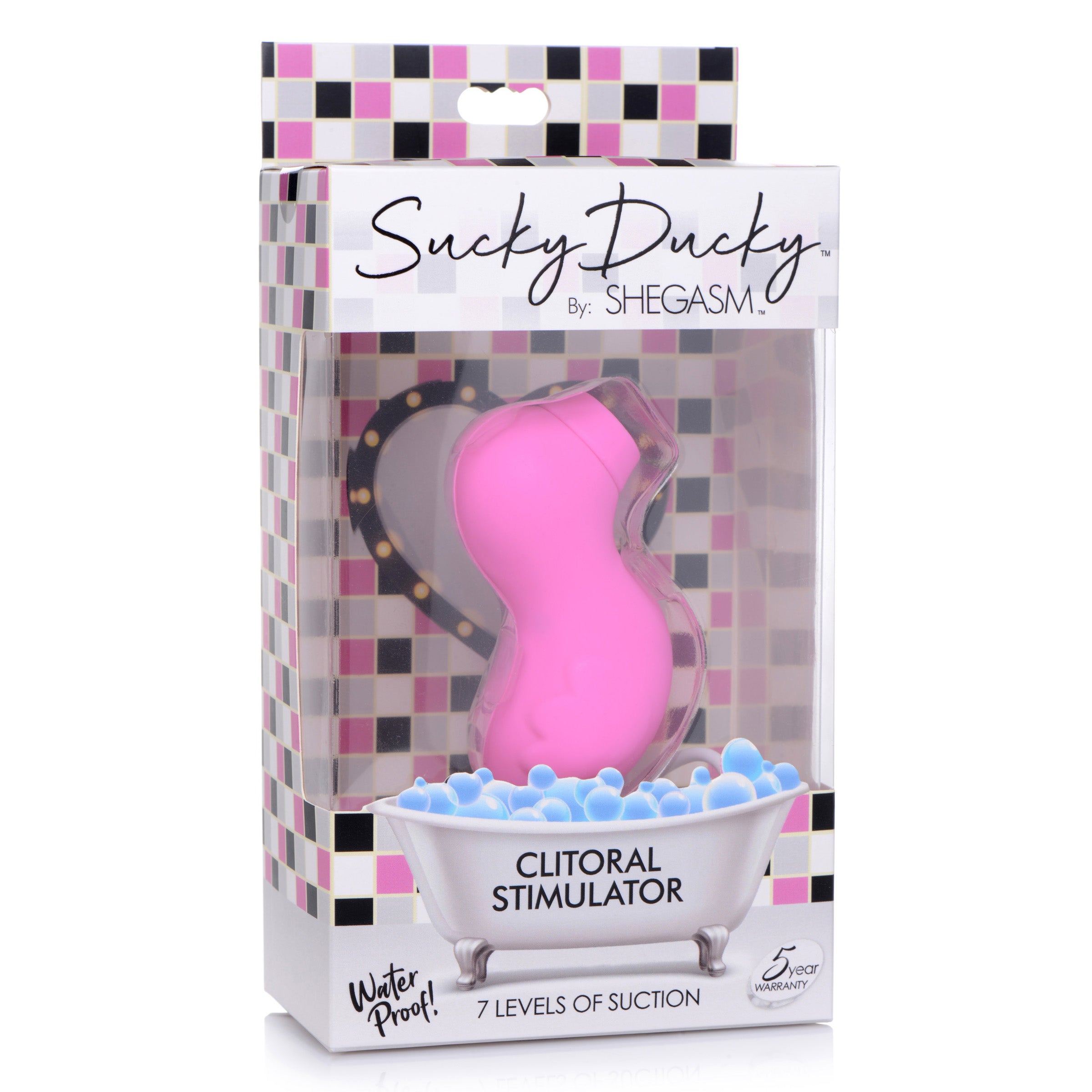 Sucky Ducky Silicone Clitoral Stimulator in pink, featuring a clit sucking tip and compact design for pleasure.