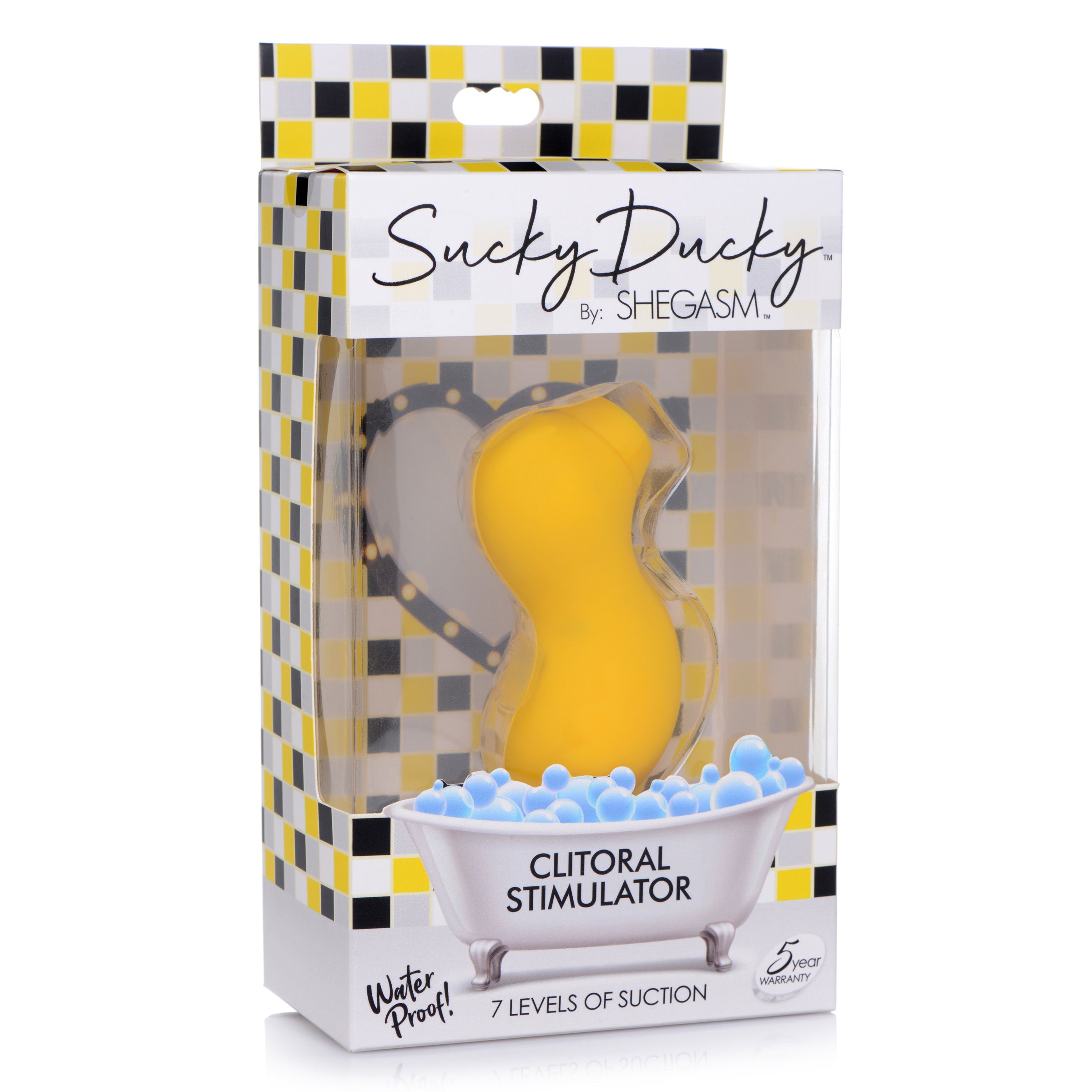 Sucky Ducky Silicone Clitoral Stimulator in yellow, featuring a cute duck design and clit sucking tip.