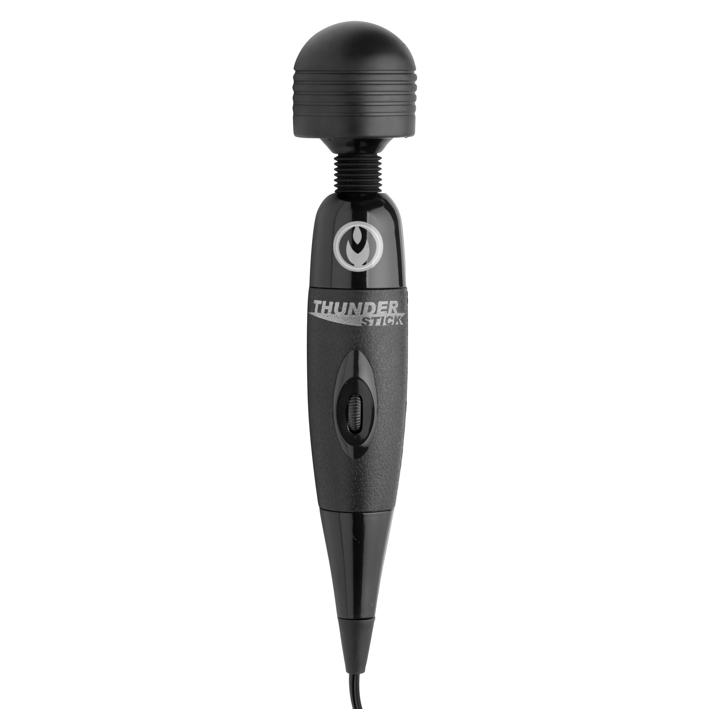 Supercharged Thunderstick Power Wand in sleek black, showcasing its powerful design and variable speed settings.