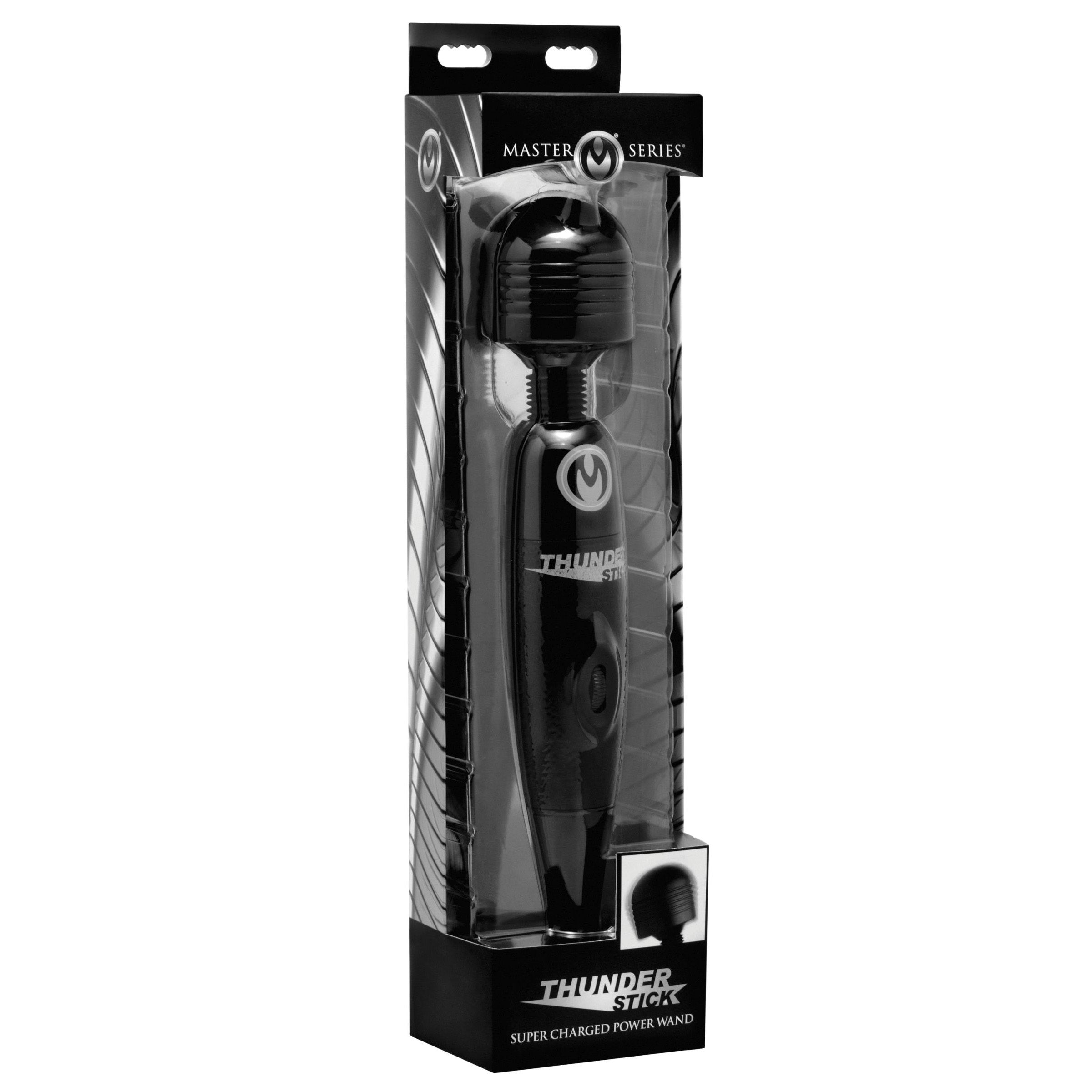 Supercharged Thunderstick Power Wand in sleek black, showcasing its powerful design and variable speed settings.