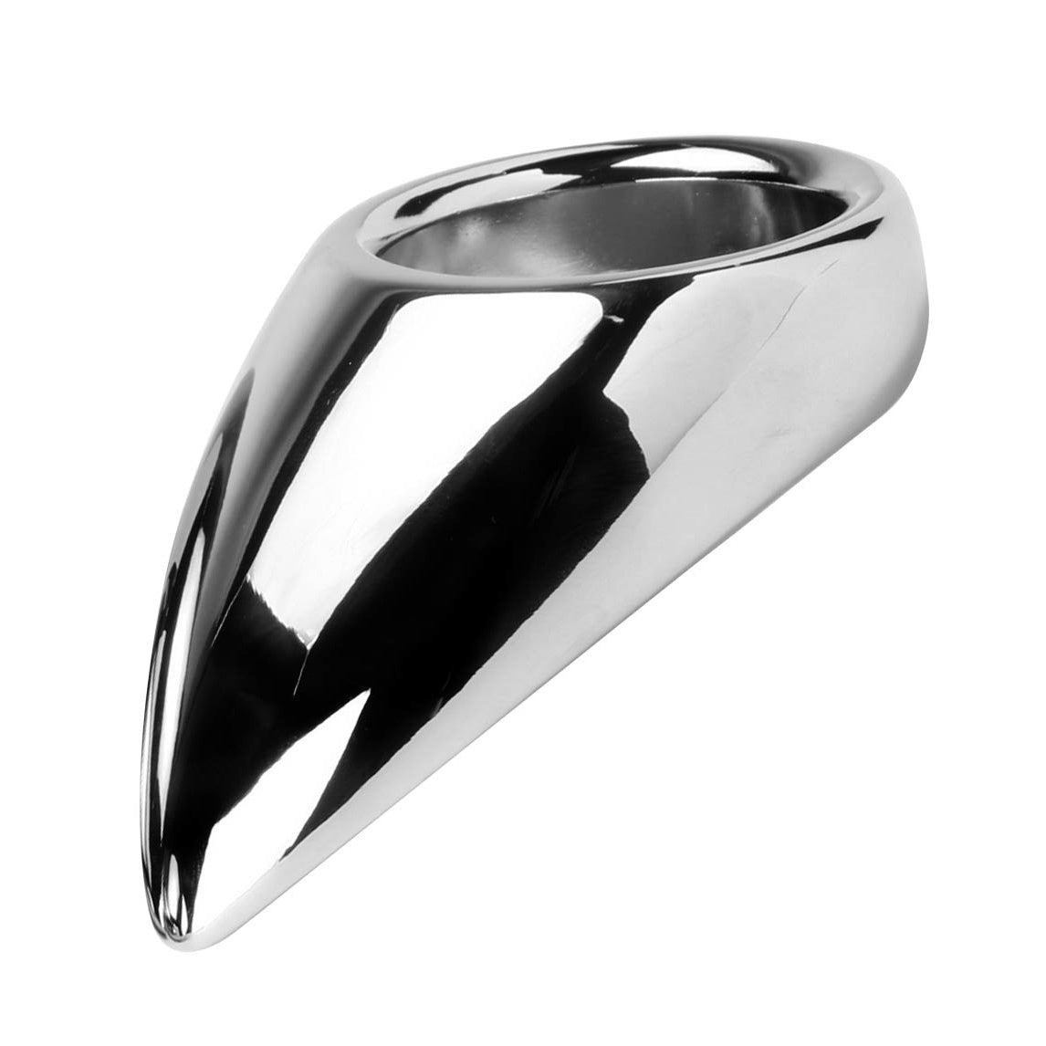 Taint Licker Cock Ring made of lightweight aluminum, featuring a unique shape designed for perineum stimulation.