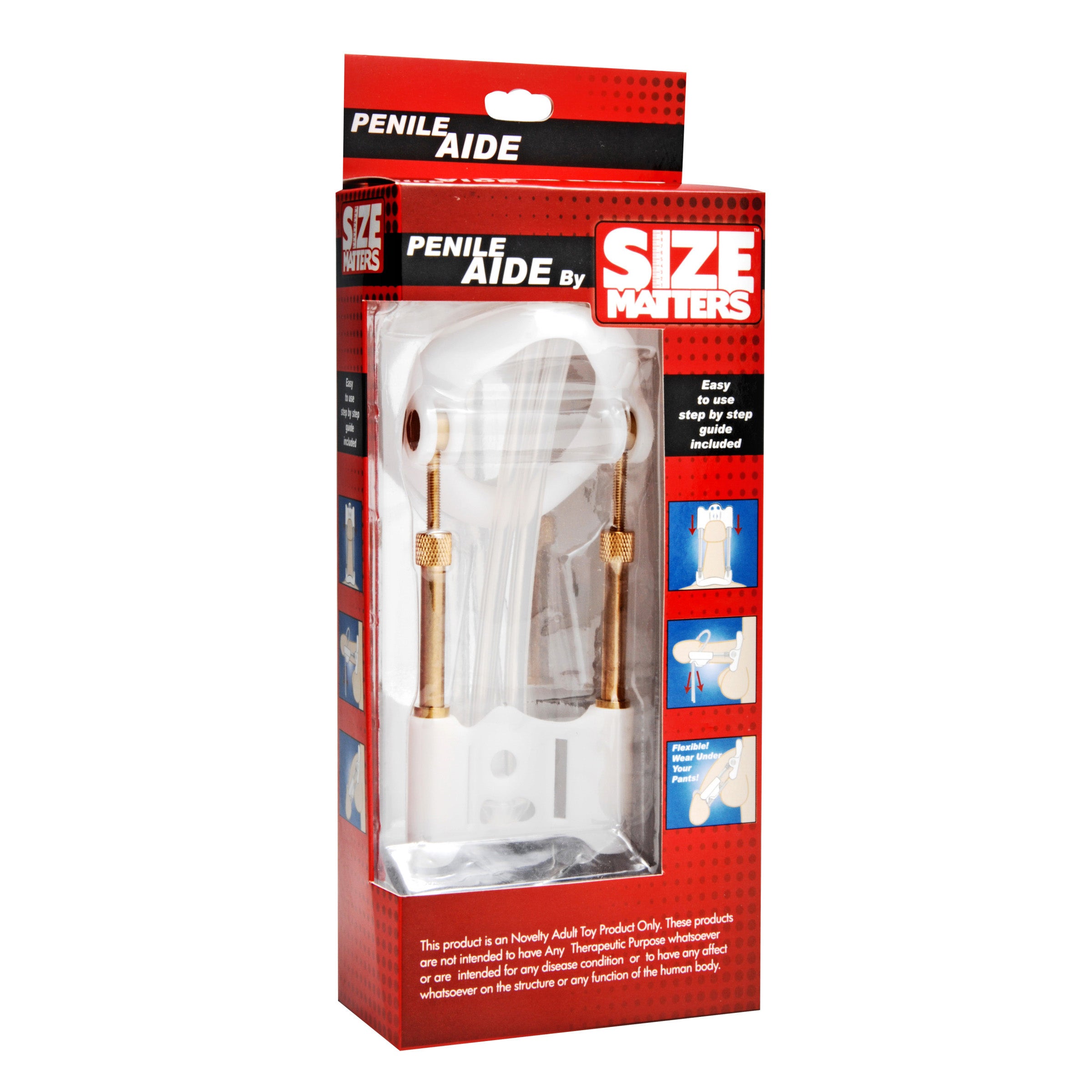 The Size Matters Penile Aide, a discreet device designed for enhancing penis length and girth using traction technology.