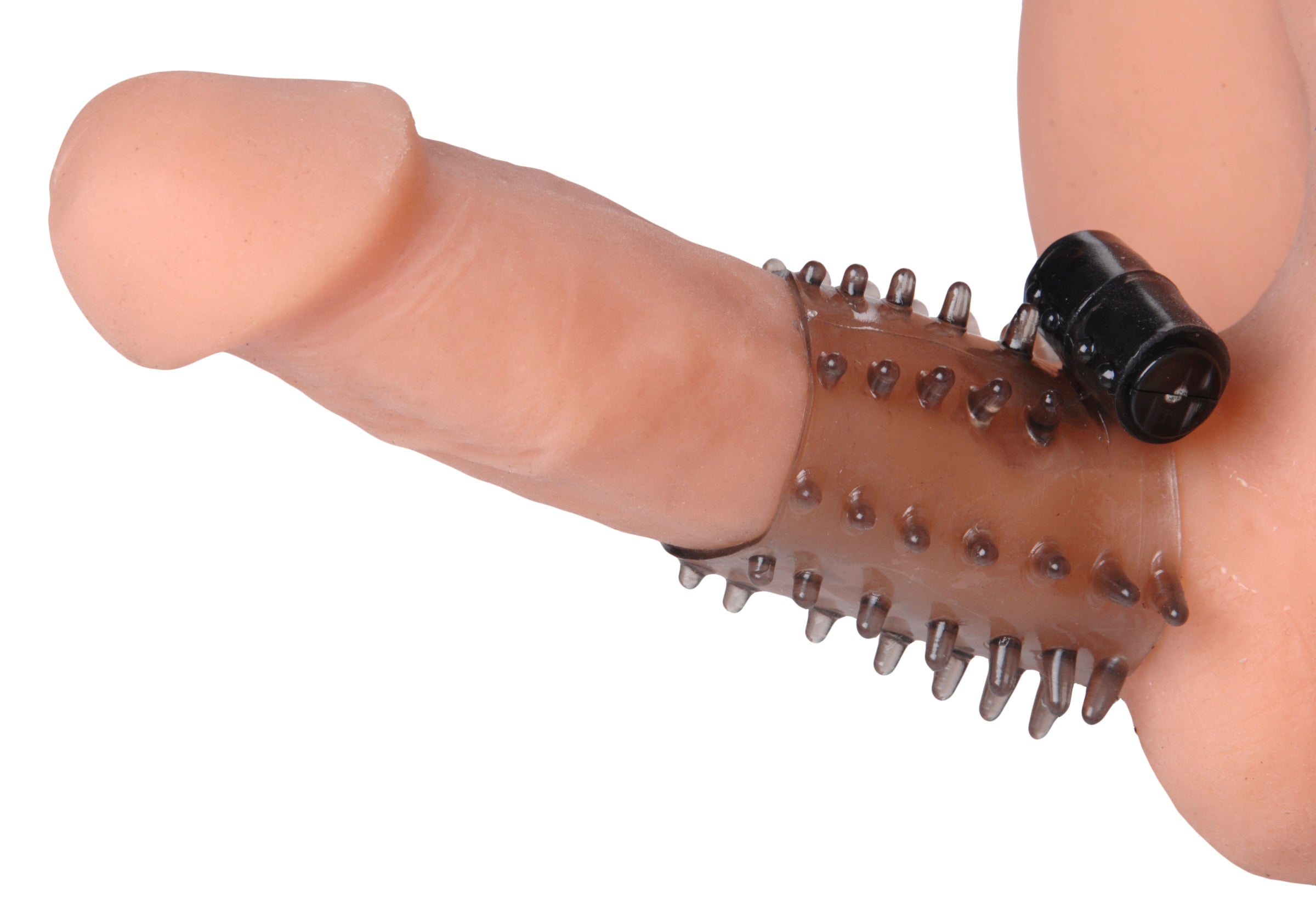 The Stickler Vibrating Texture Sleeve featuring a studded texture and a mini vibrating bullet for enhanced pleasure.