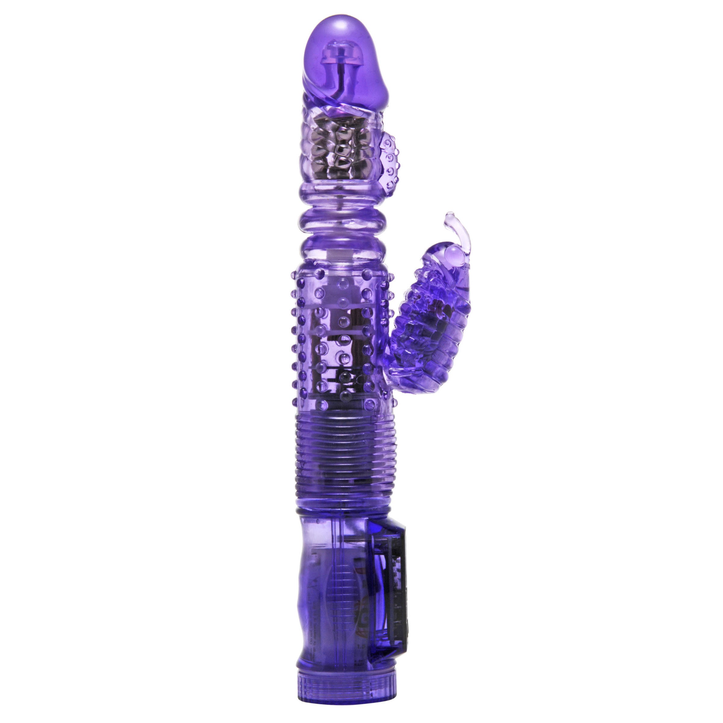 Thrusting Purple Rabbit Vibe showcasing its realistic design, textured shaft, and dual stimulation features.