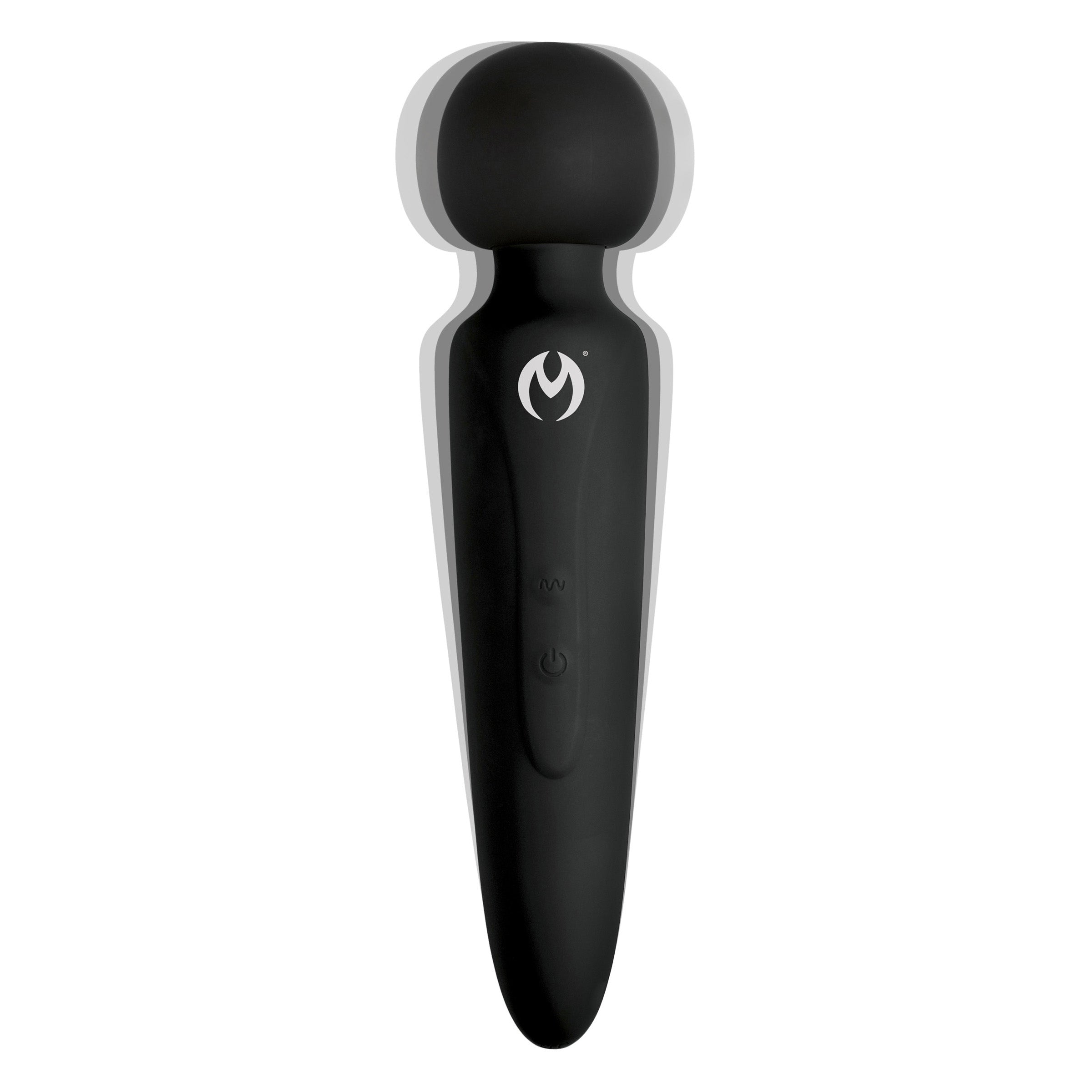 Thunderstick Premium Ultra Powerful Silicone Rechargeable Wand in sleek black silicone with ergonomic handle and round head.