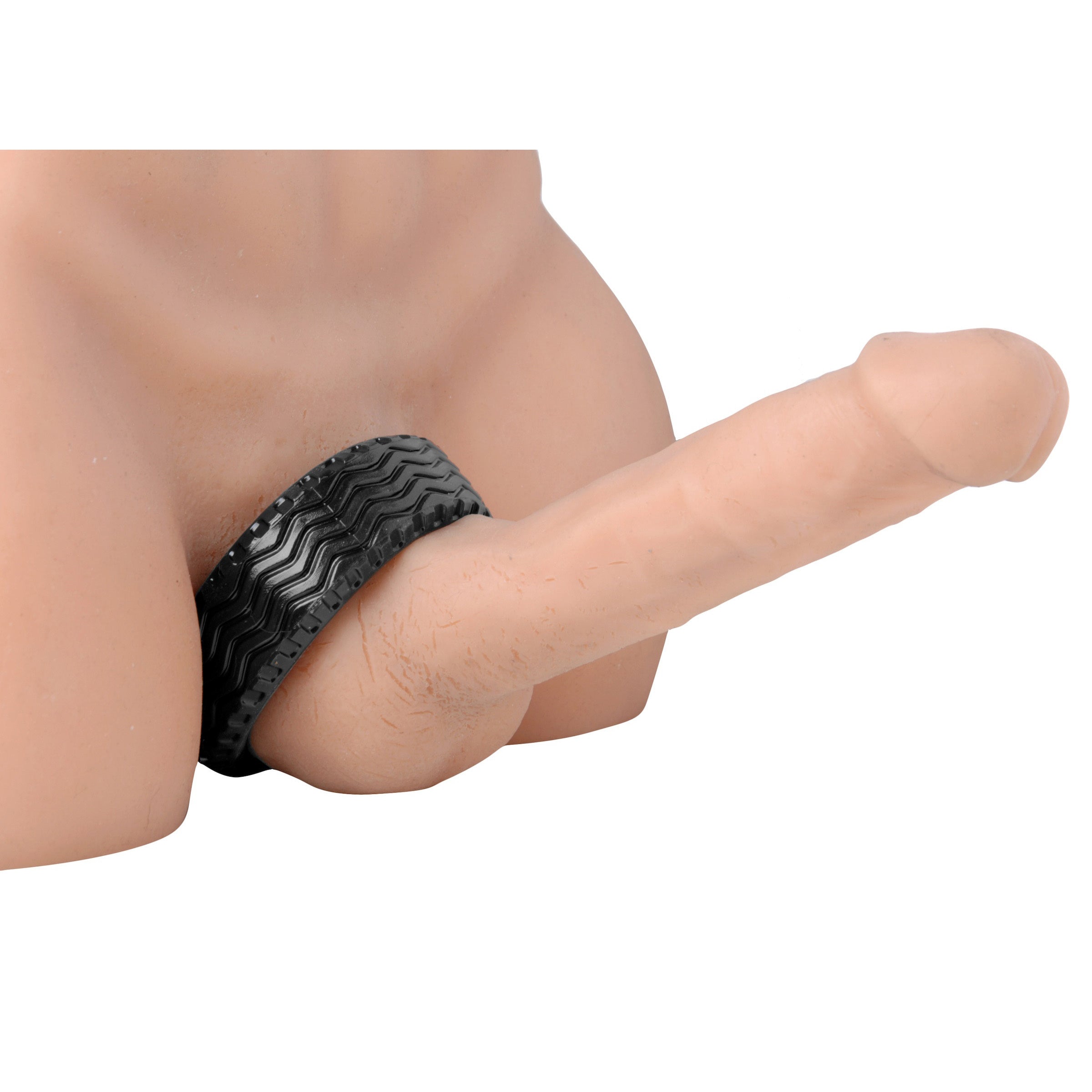 Tread Ultimate Tire Cock Ring in black, showcasing its thick and durable design for enhanced pleasure.