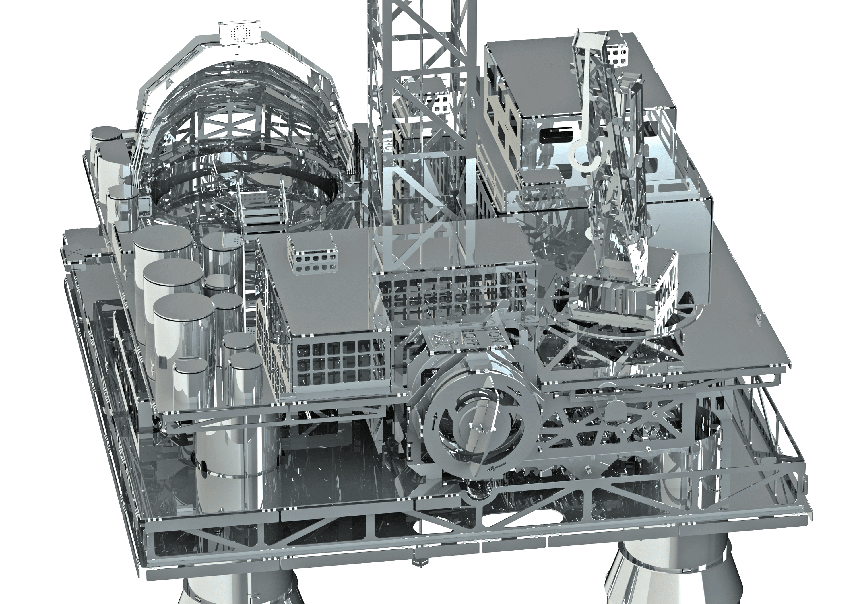 TREASURE FINDER OIL RIG showcasing its large structure and drilling facilities for offshore petroleum and natural gas extraction.