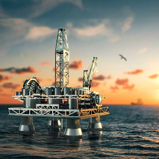 TREASURE FINDER OIL RIG showcasing its large structure and drilling facilities for offshore petroleum and natural gas extraction.