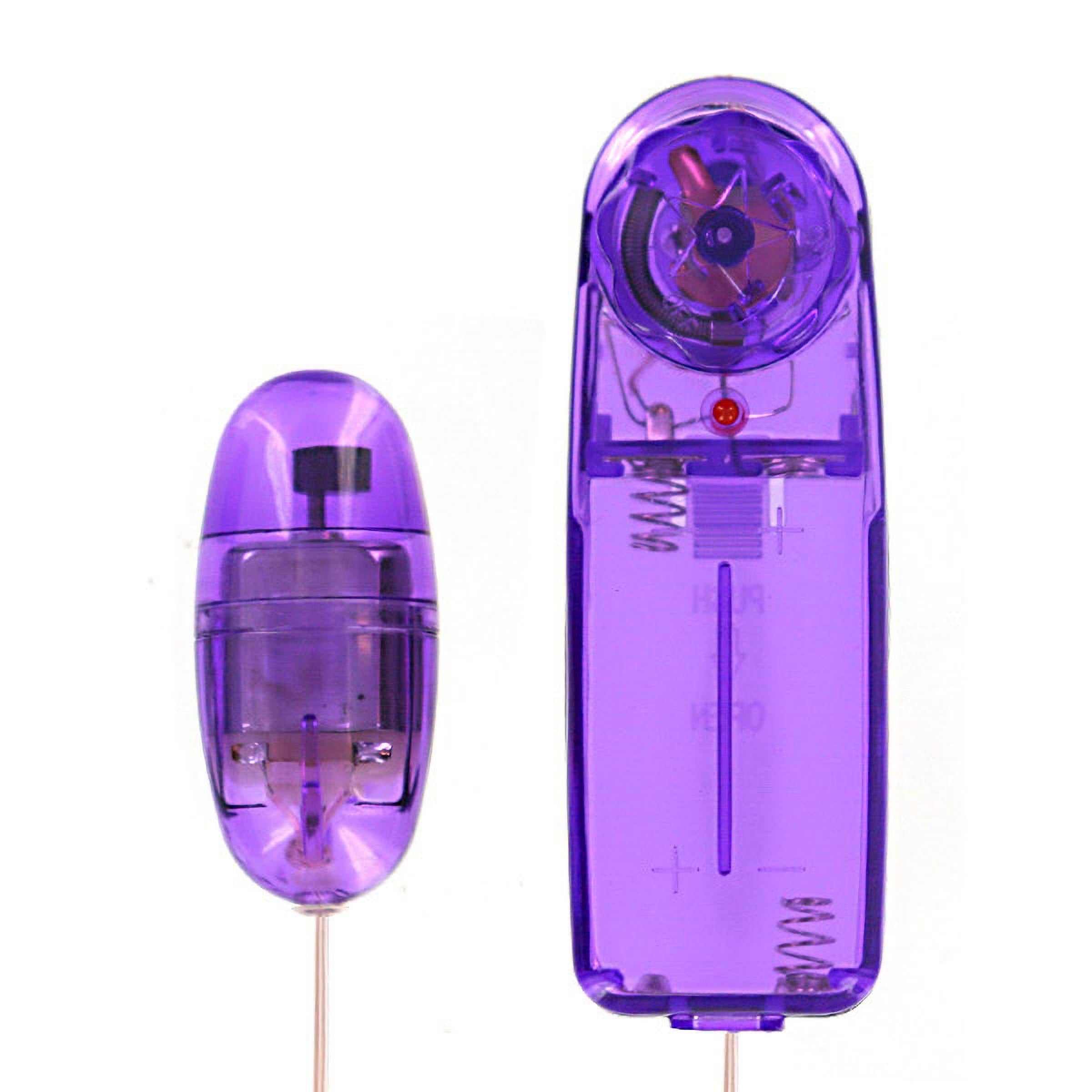 Trinity Vibes Super-Charged Bullet Vibe in purple with corded remote, showcasing its sleek design and compact size.