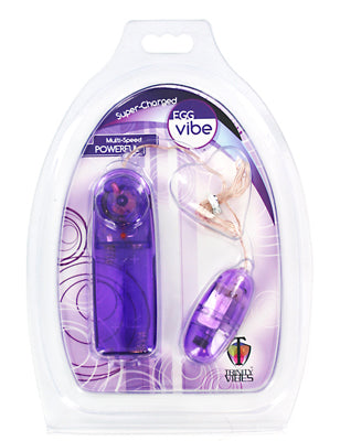 Trinity Vibes Super-Charged Bullet Vibe in purple with corded remote, showcasing its sleek design and compact size.