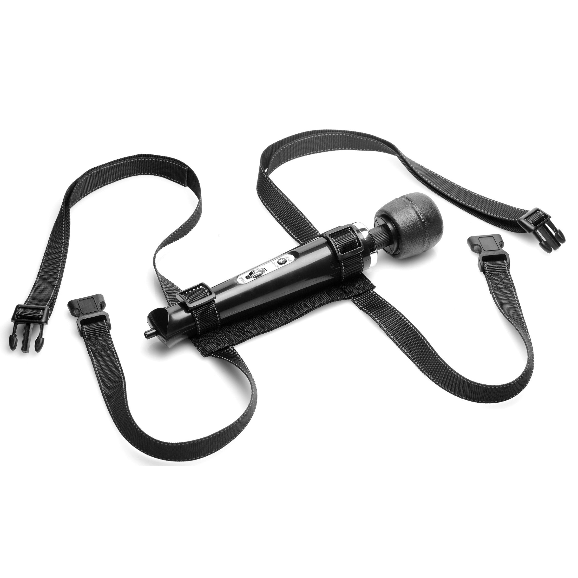 Universal Wand Harness securely holds a wand massager for enhanced pleasure during masturbation.