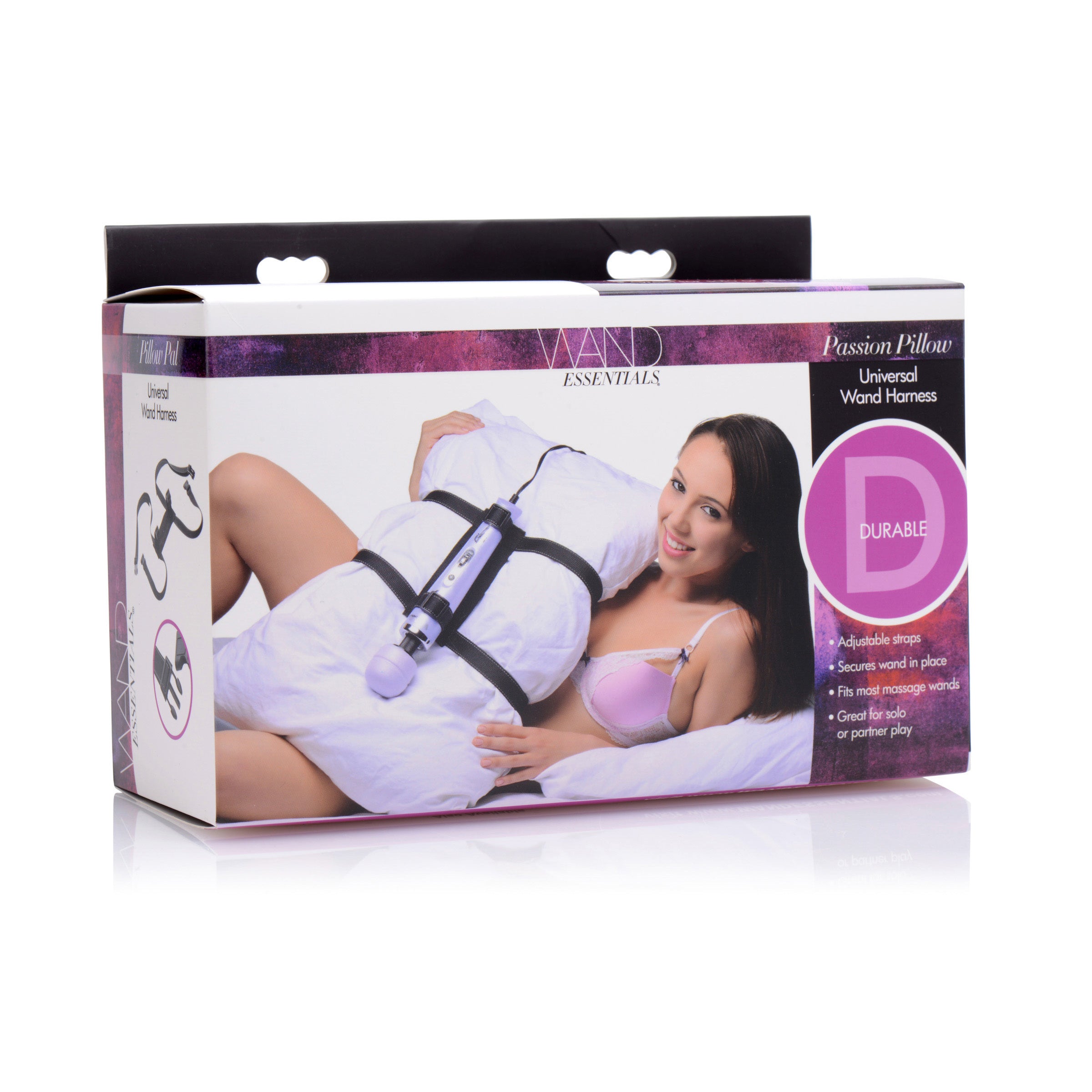 Universal Wand Harness securely holds a wand massager for enhanced pleasure during masturbation.