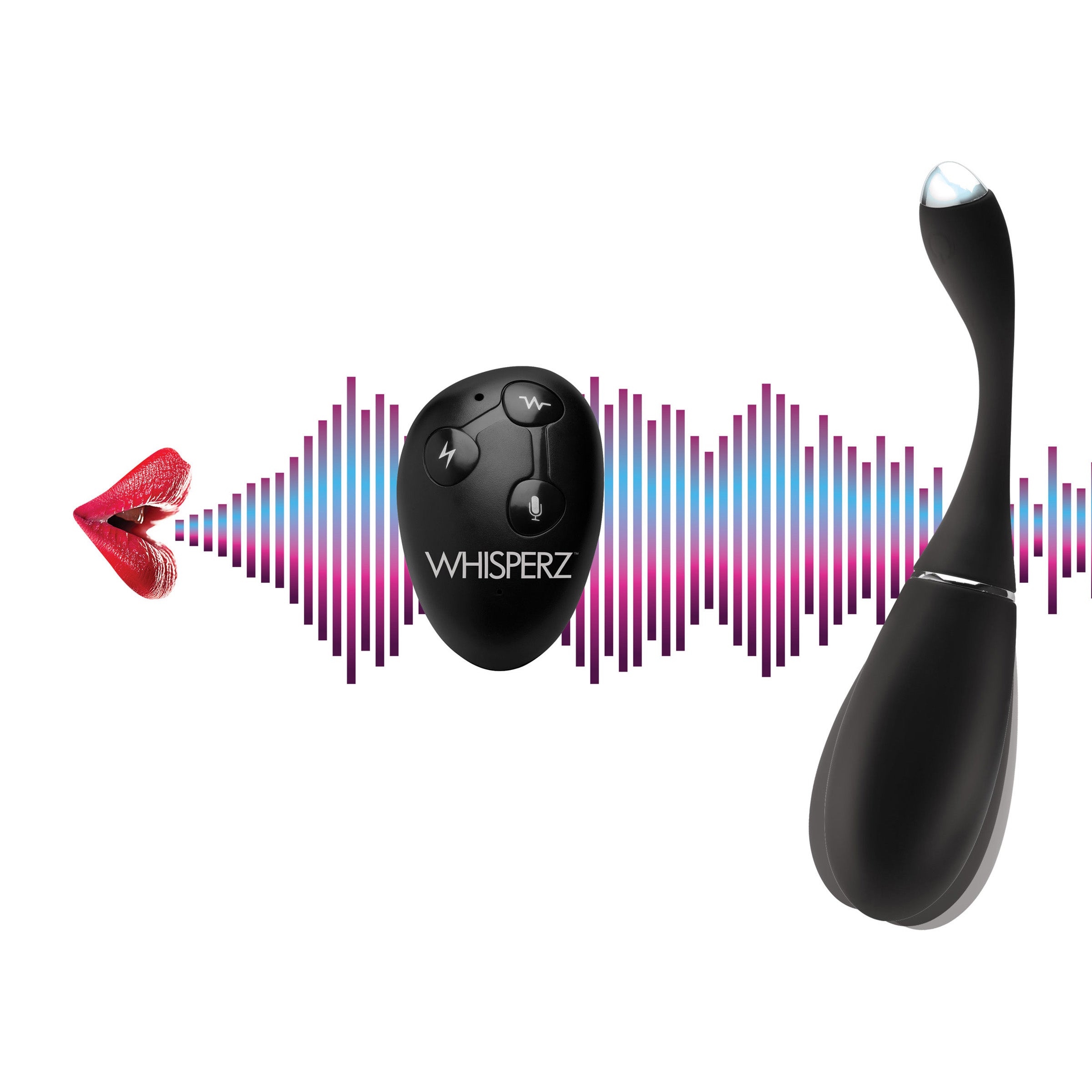 Voice Activated 10X Vibrating Egg with Remote Control in sleek black silicone, showcasing its smooth texture and compact design.