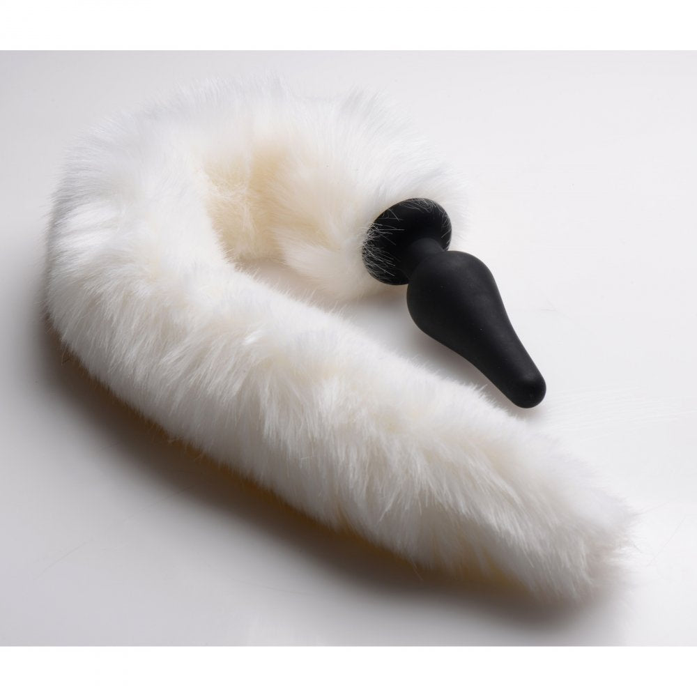 White Fox Tail Anal Plug and Ears Set featuring soft faux fur and premium silicone for playful fantasies.