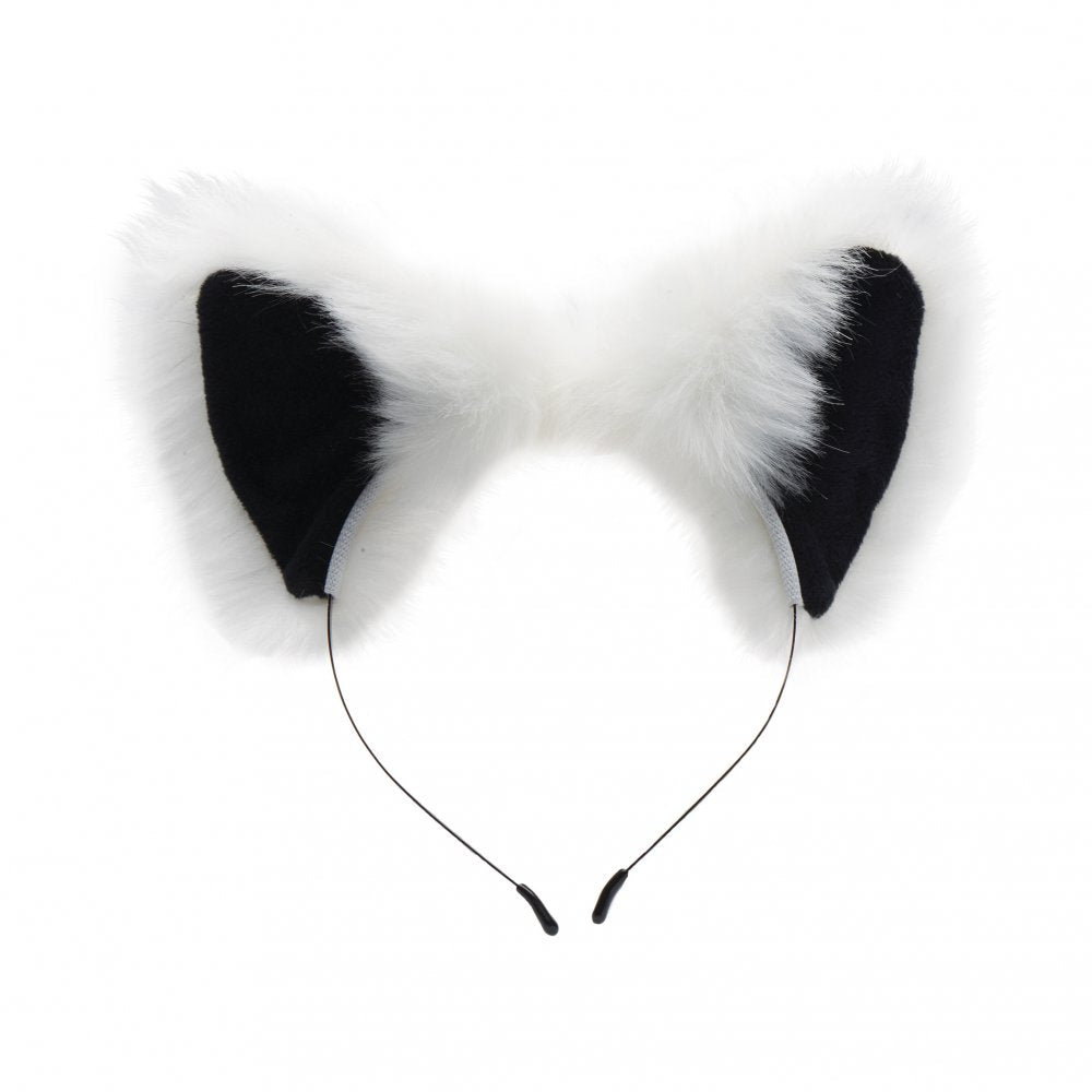 White Fox Tail Anal Plug and Ears Set featuring soft faux fur and premium silicone for playful fantasies.