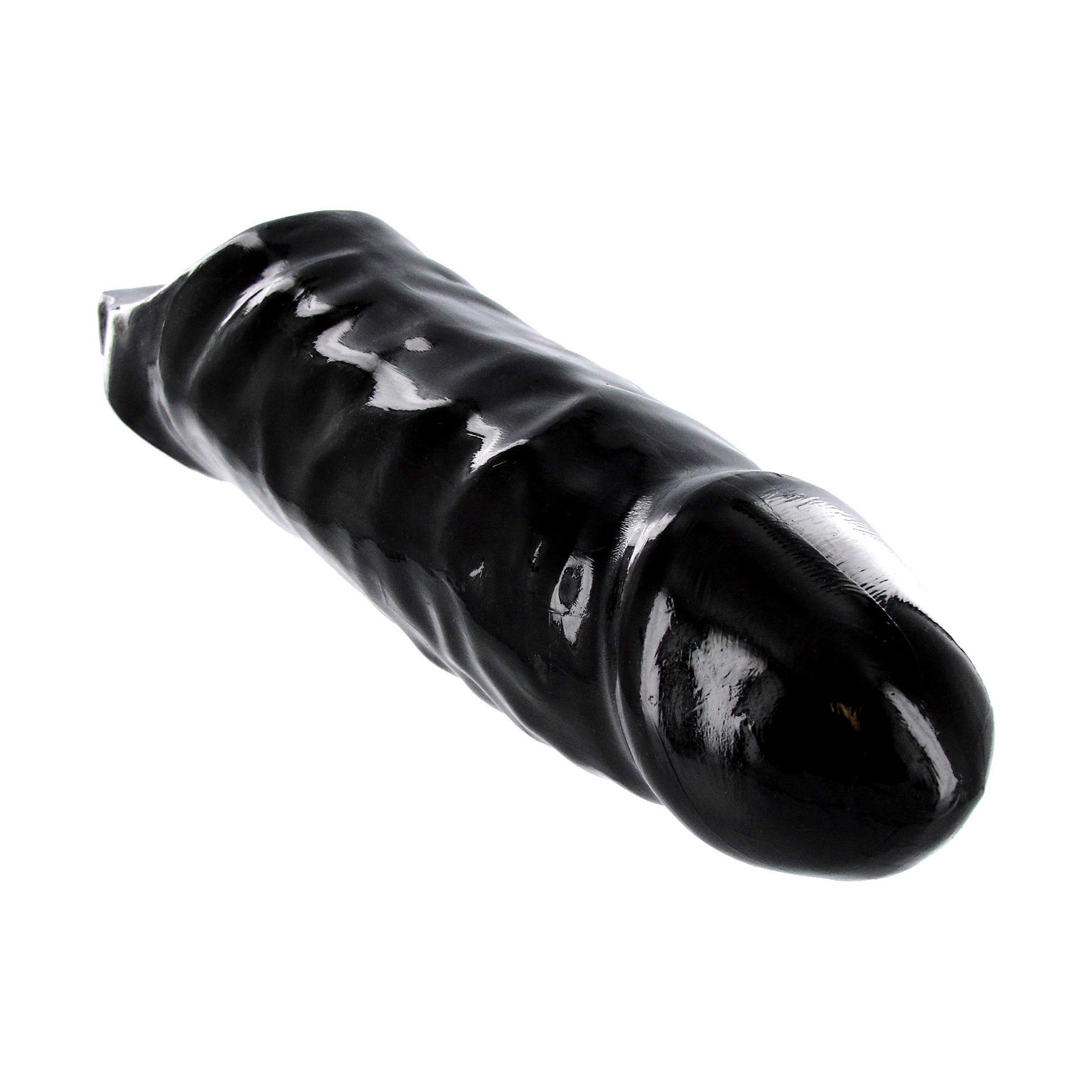 XL Black Mamba Cock Sheath, a lifelike penis extender in black, designed for enhanced pleasure and stimulation.