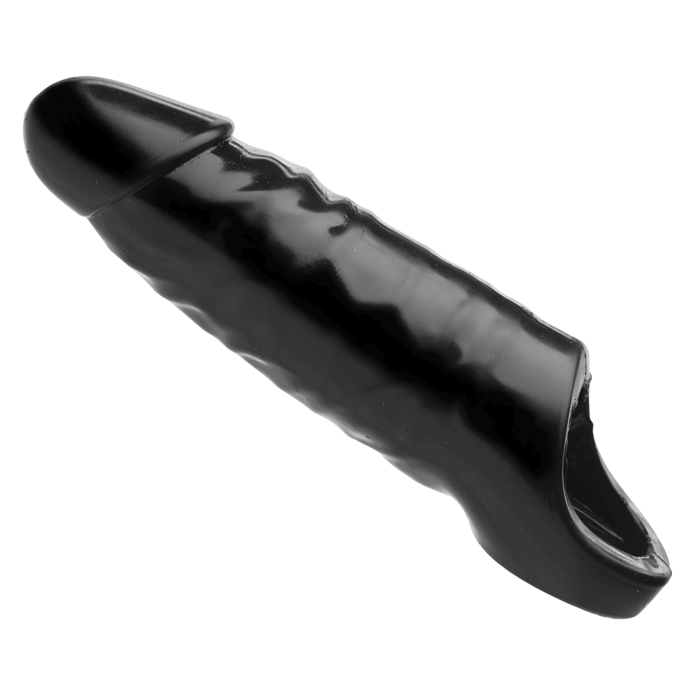 XL Black Mamba Cock Sheath, a lifelike penis extender in black, designed for enhanced pleasure and stimulation.