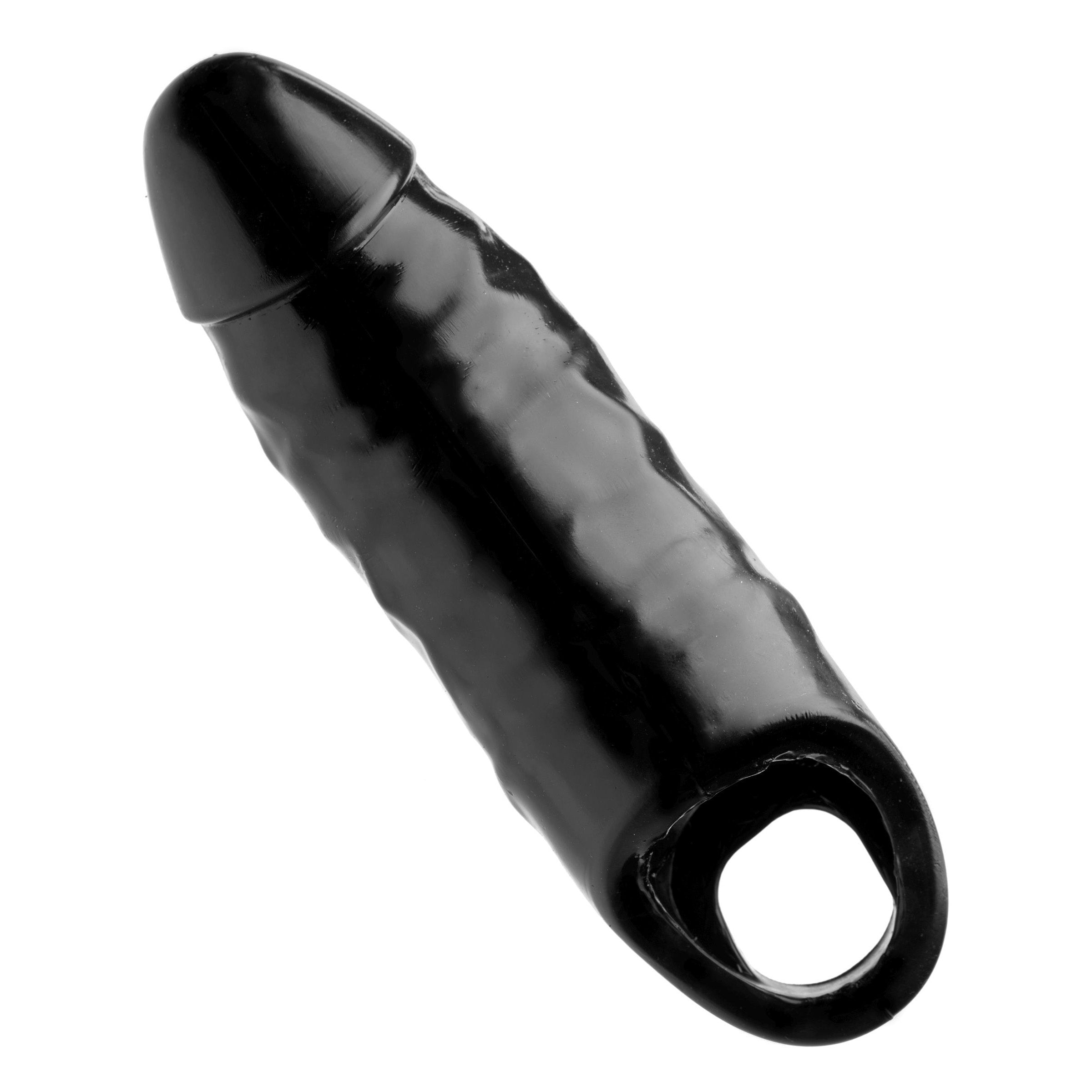 XL Black Mamba Cock Sheath, a lifelike penis extender in black, designed for enhanced pleasure and stimulation.