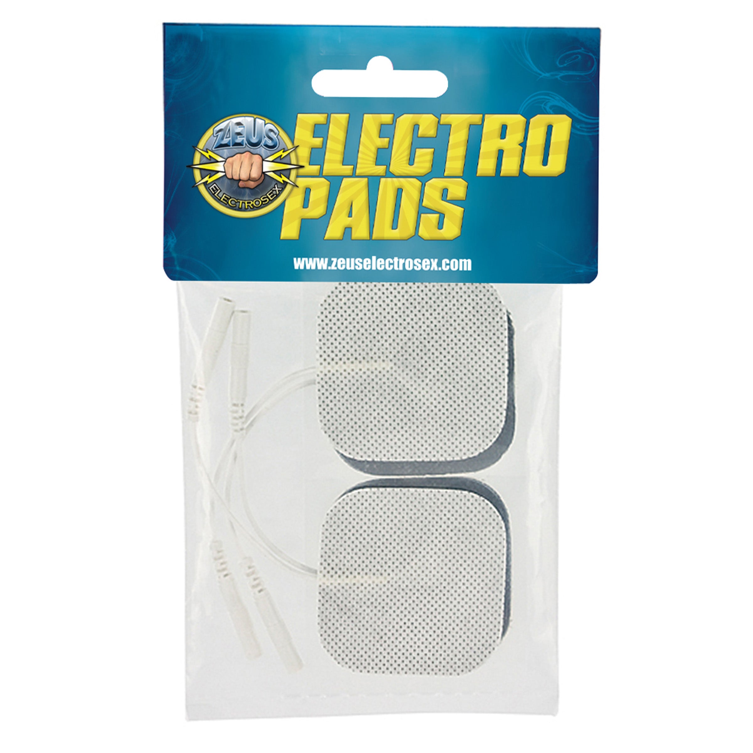 Zeus Electro Pads 4-Pack featuring four white electro conductive pads designed for electrosex stimulation.