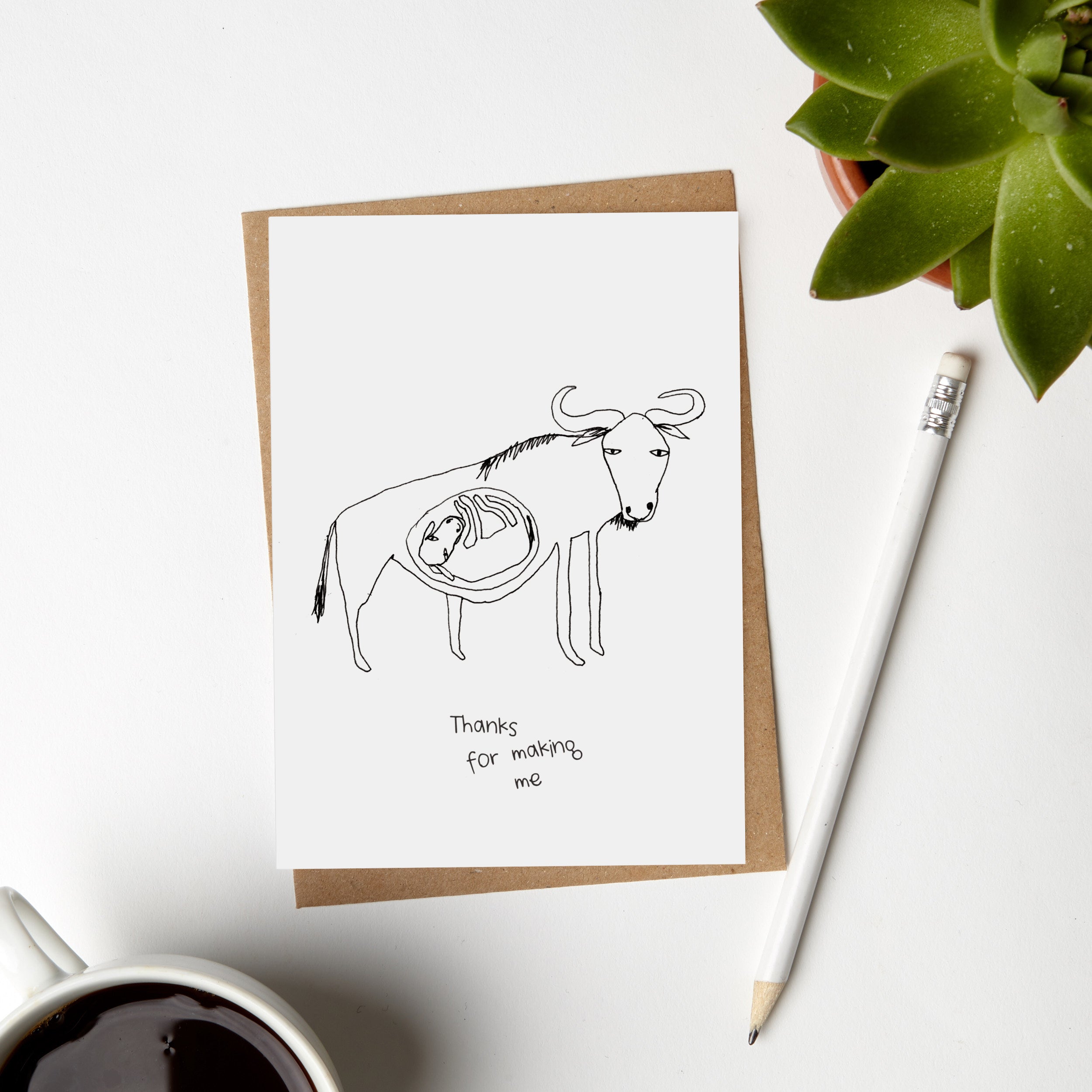 Buffalo Mother Card made from 100% recycled materials, featuring a blank interior and eco-friendly packaging.