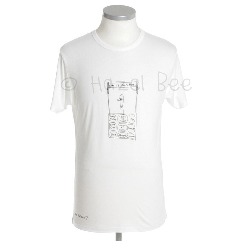 Crap Ice-cream Bar Bamboo Tee Shirt featuring black ink logo on white fabric, made from bamboo viscose and cotton.