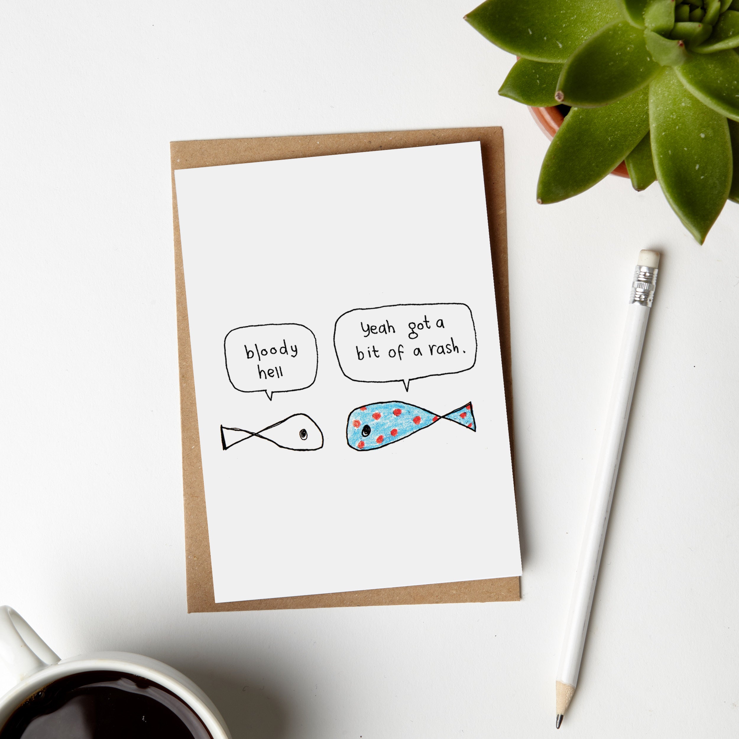 Eco-friendly Fish Rash Card made from 100% recycled materials, featuring vibrant designs printed with vegetable ink.