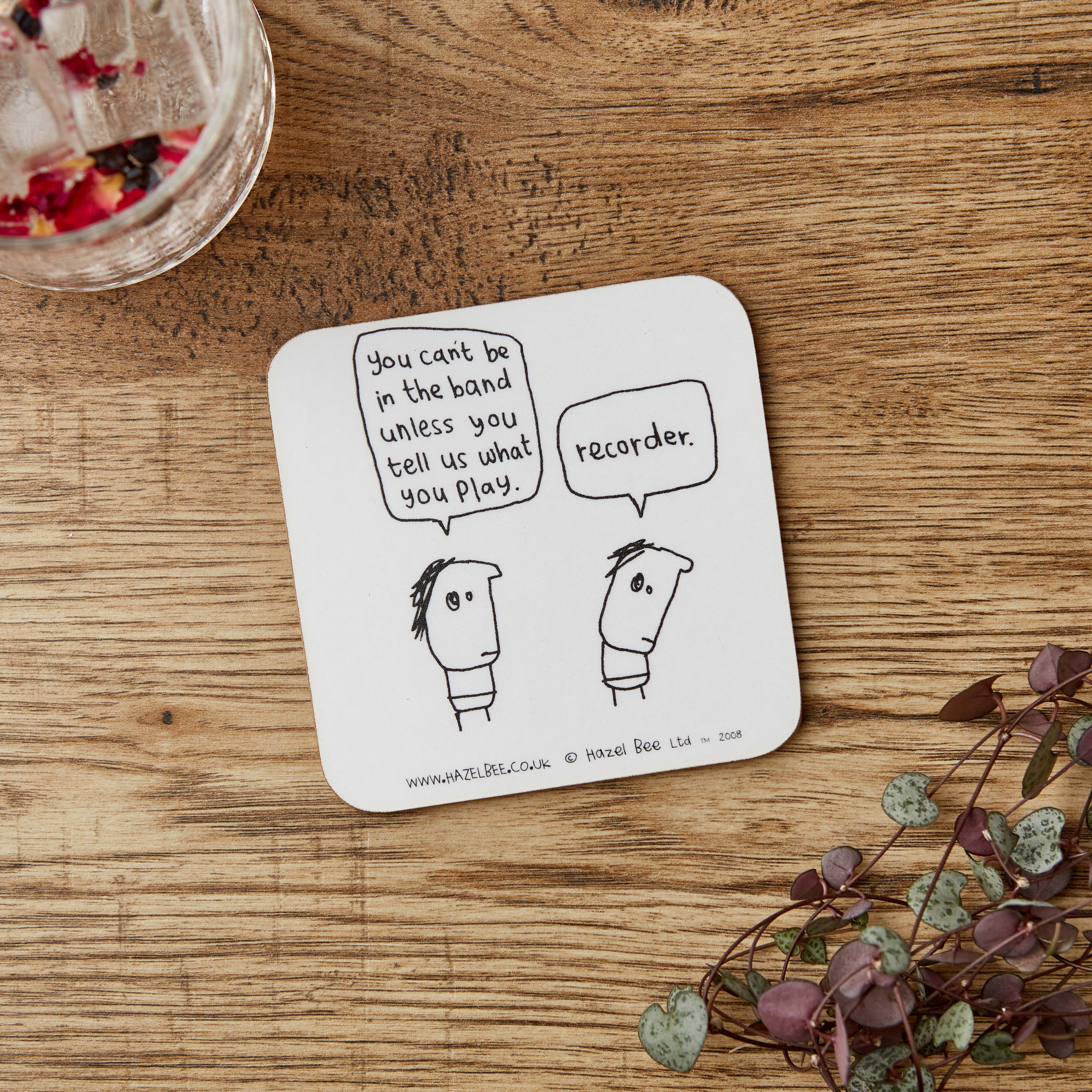 Eco-friendly Recorder Coaster made from cork and hardboard, featuring a stylish design suitable for any decor.