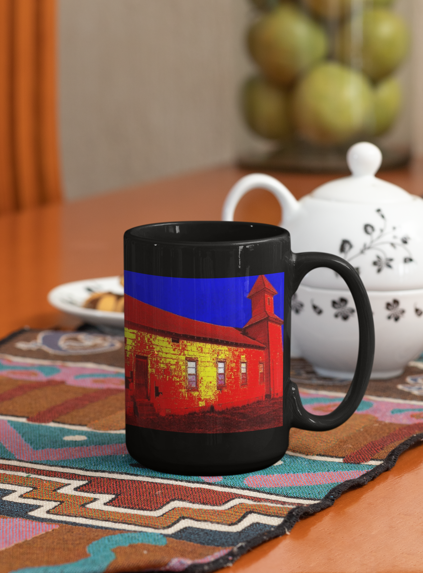 Abandoned Church Pop Art Coffee Mug featuring vibrant colors and unique design, perfect for coffee and tea lovers.