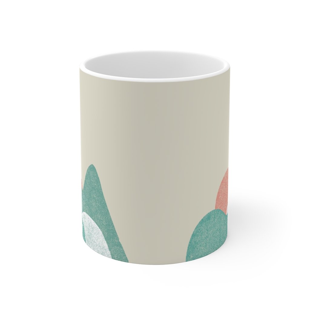 Abstract Landscape Coffee Tea Mug in white ceramic with rounded corners and C-handle, perfect for coffee, tea, and hot chocolate.