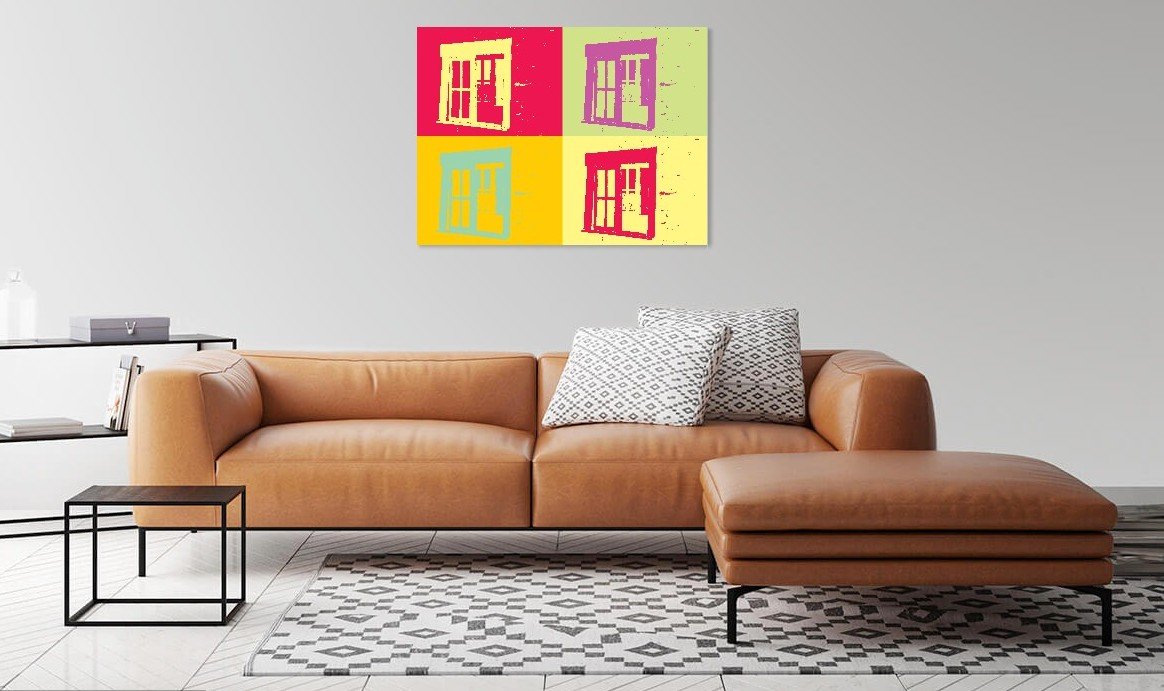 Barn Window Abstract 4-Panel Pop Art Print featuring vibrant colors and abstract design on matte paper.