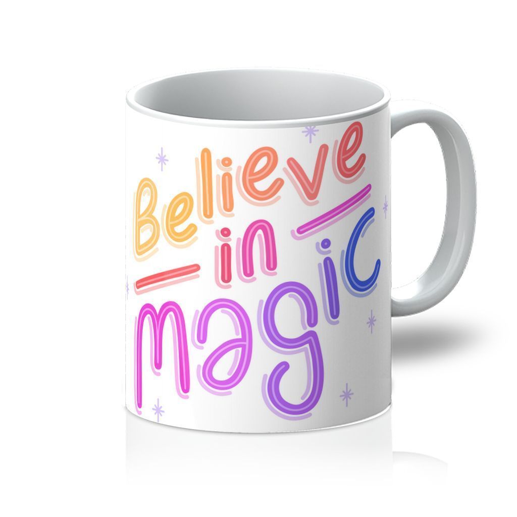 Believe in Magic Mug with glossy finish and sturdy handle, featuring an inspiring design.