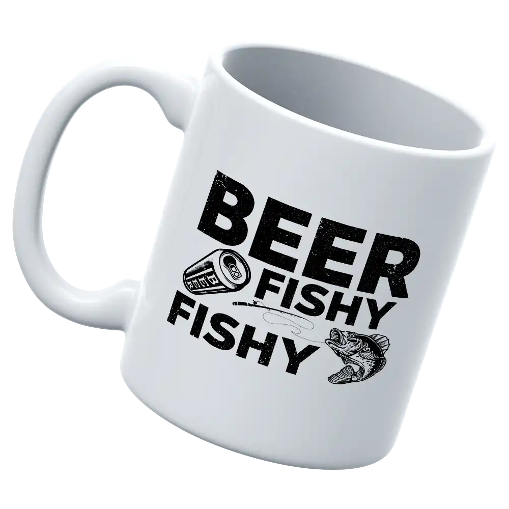 Beer Fishy Fishy 11oz Mug with UV printed design, showcasing its durable and stylish appearance.