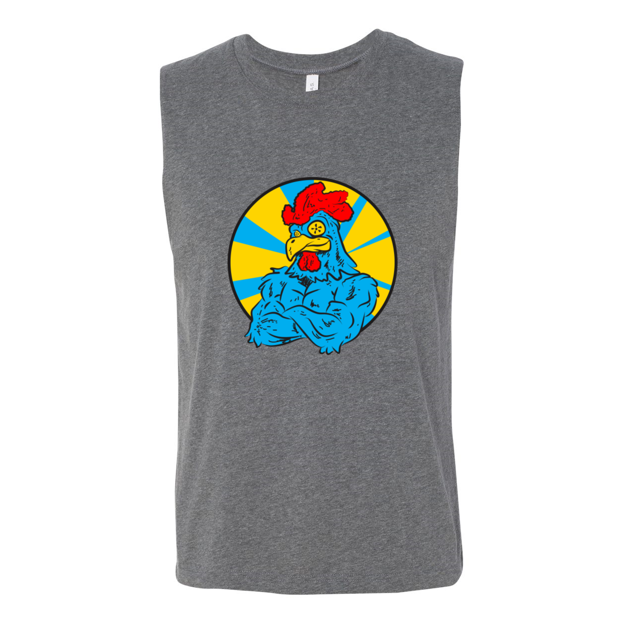 Big Cock Men's Muscle Tank Top in Dark Grey Heather, showcasing a modern fit and soft cotton fabric.